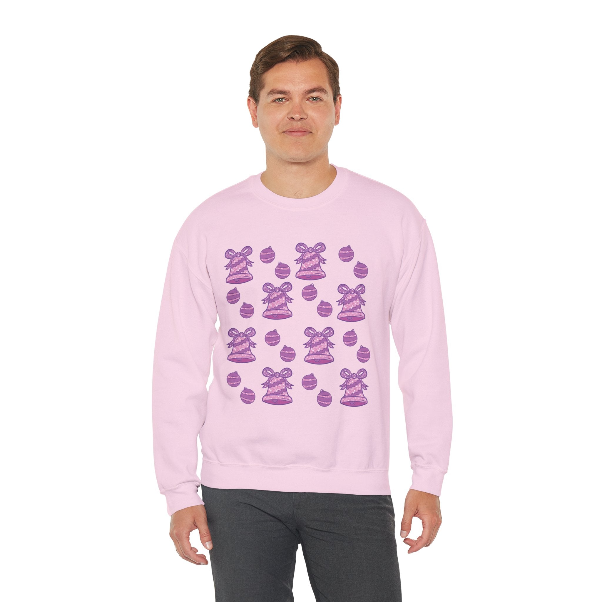 Glittery Purple-Pink Holiday Pattern Crewneck Sweatshirt