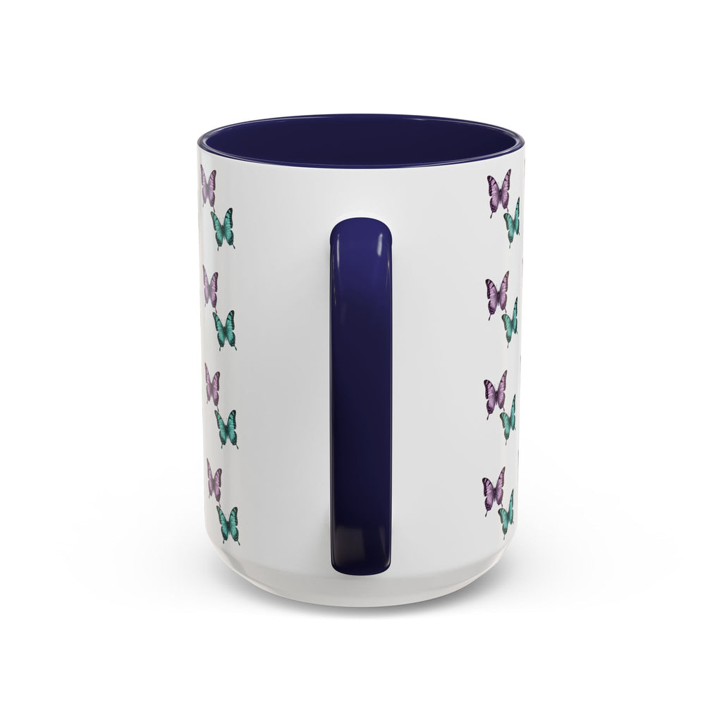 Butterfly Pattern Coffee Mug —  Purple & Turquoise Spring Ceramic Mug (11/15oz)