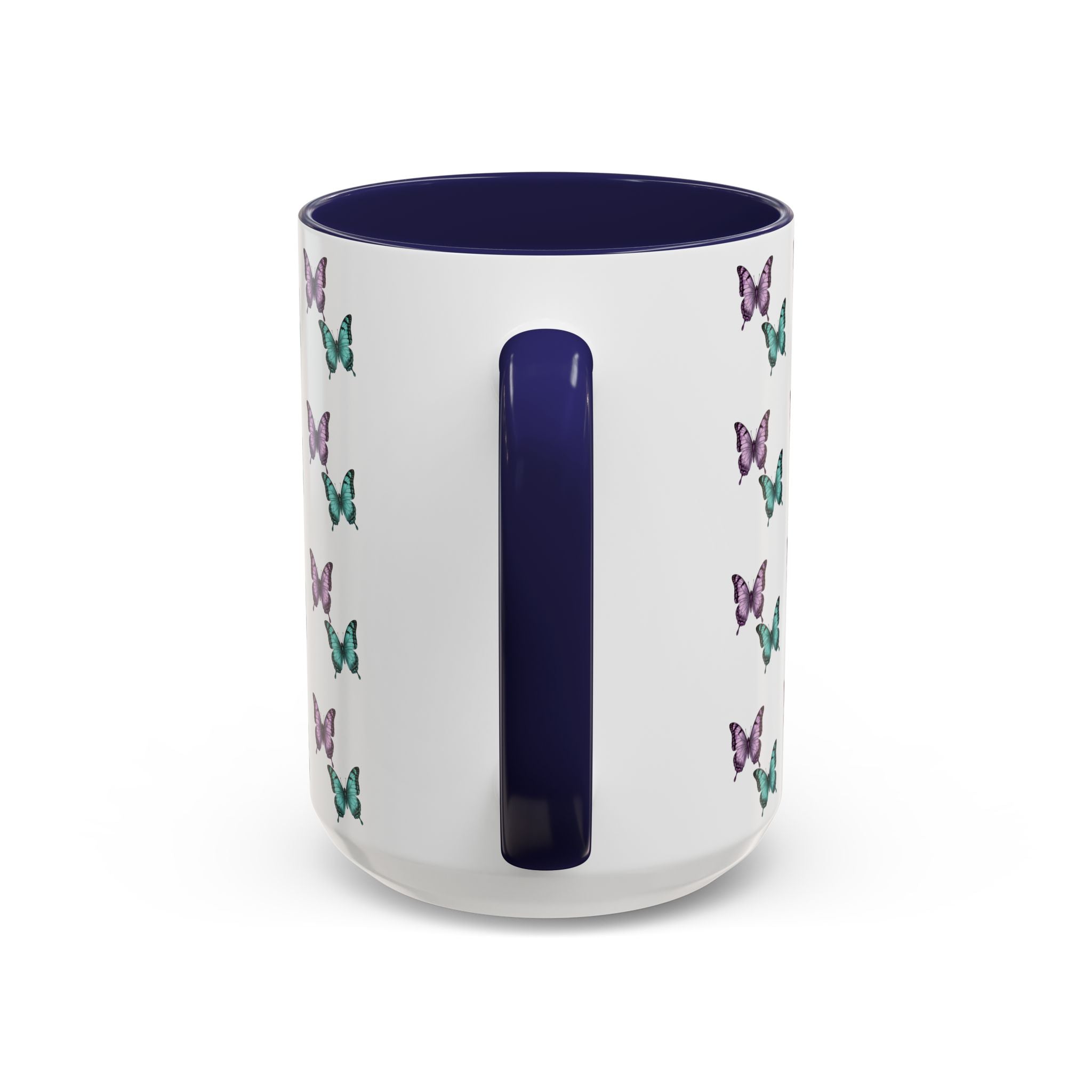 Butterfly Pattern Coffee Mug —  Purple & Turquoise Spring Ceramic Mug (11/15oz)