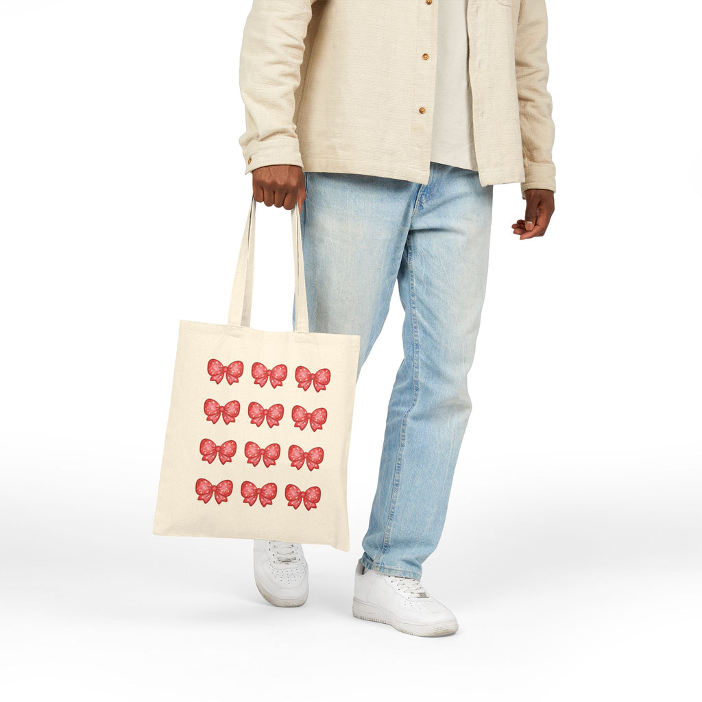 Glittery Red Bow Pattern Tote Bag