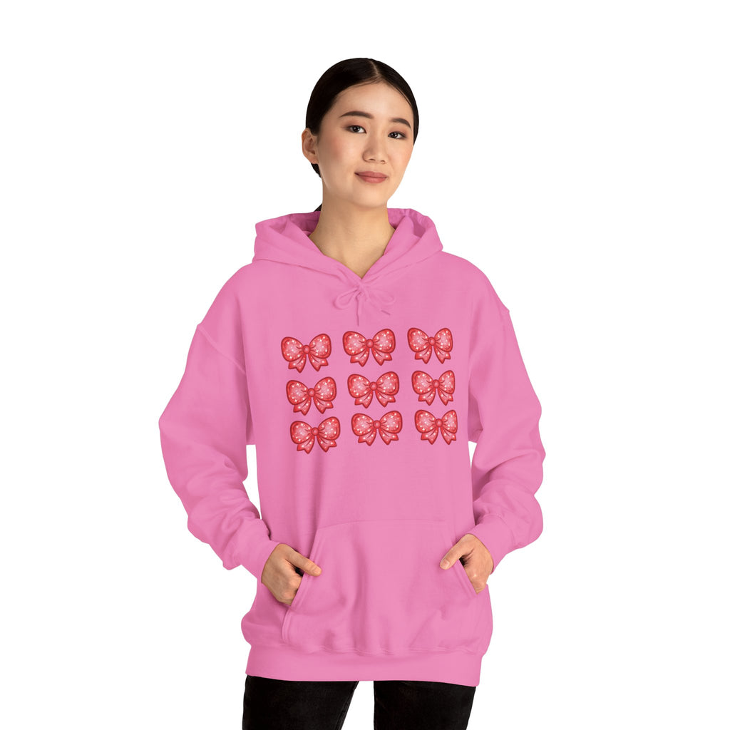 Glittery Red Bow Pattern Hoodie