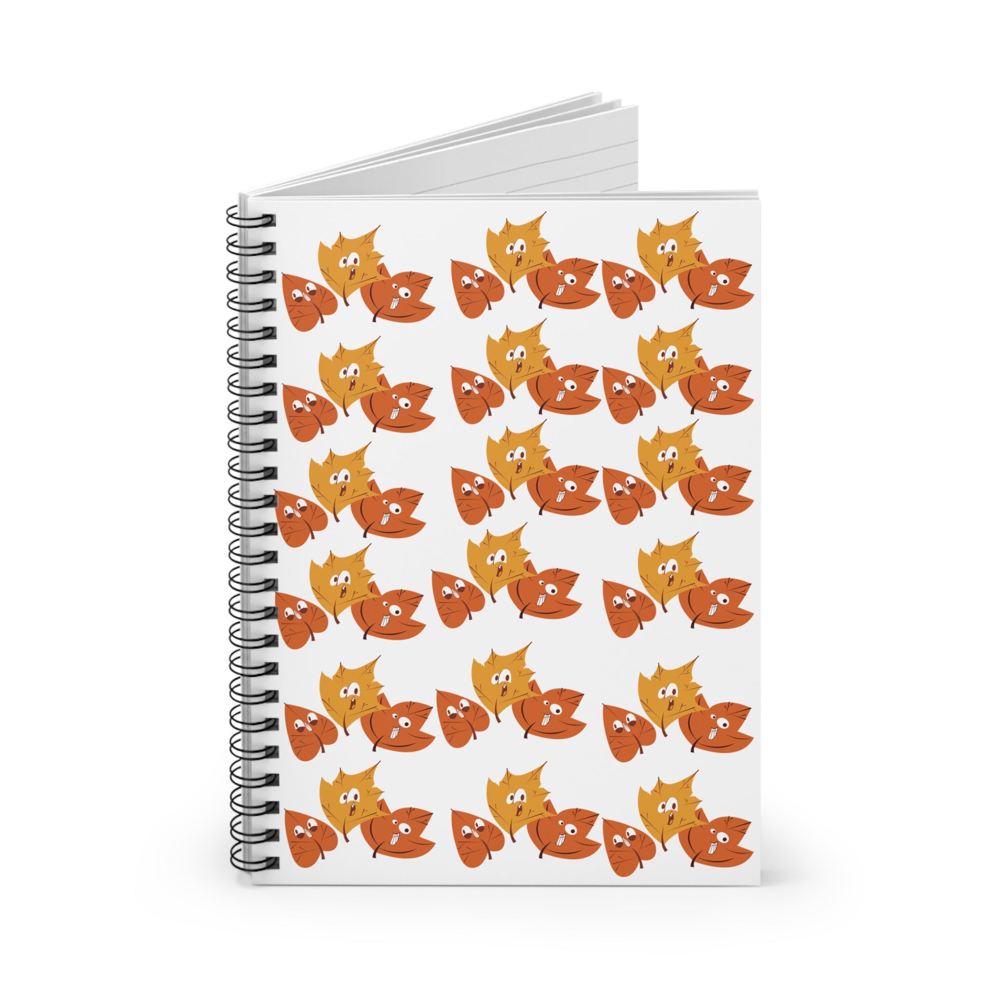 Smiley Autumn Leaves Spiral Notebook - Ruled Line
