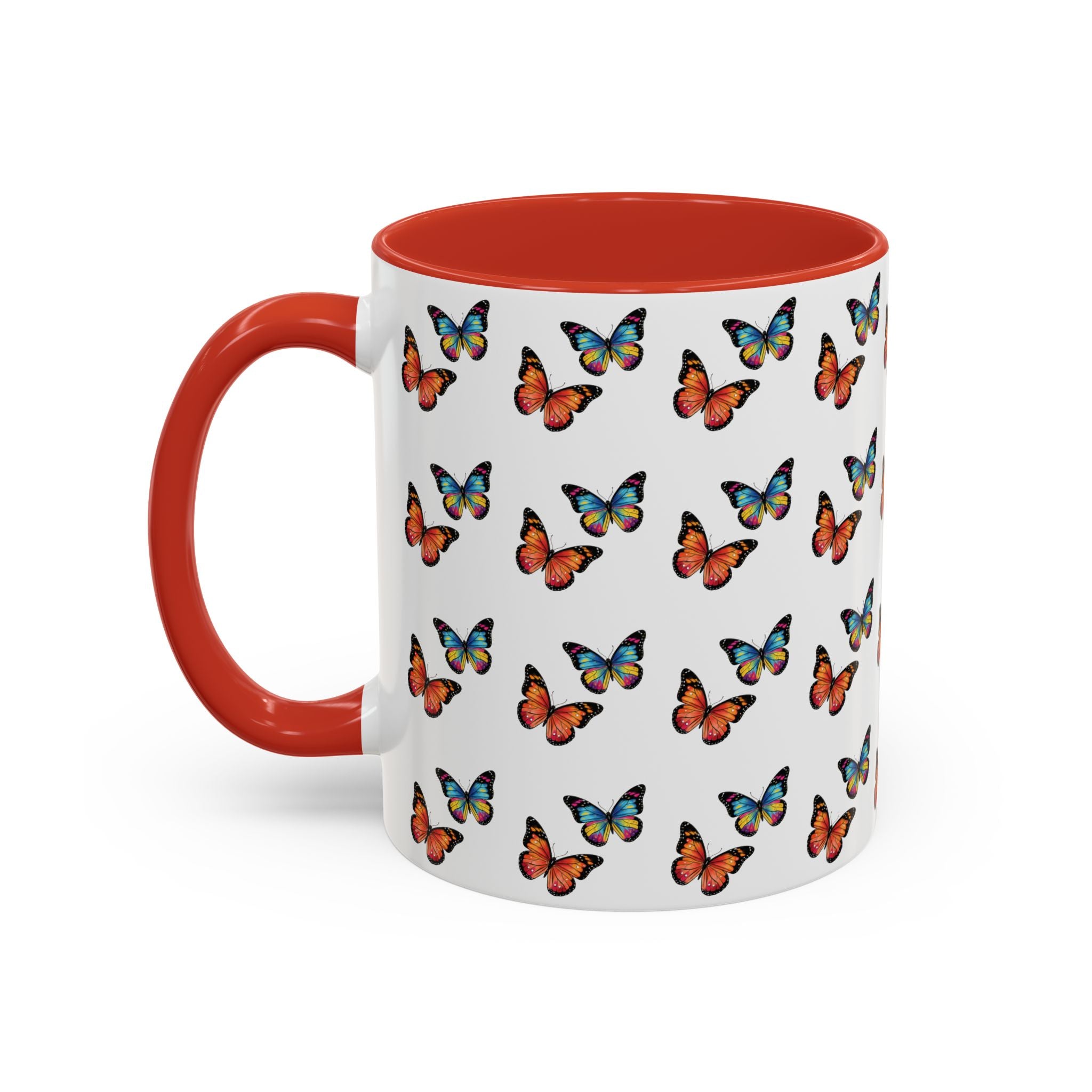Butterfly Pattern Coffee Mug — Colorful Sunset Butterflies, 11/15oz