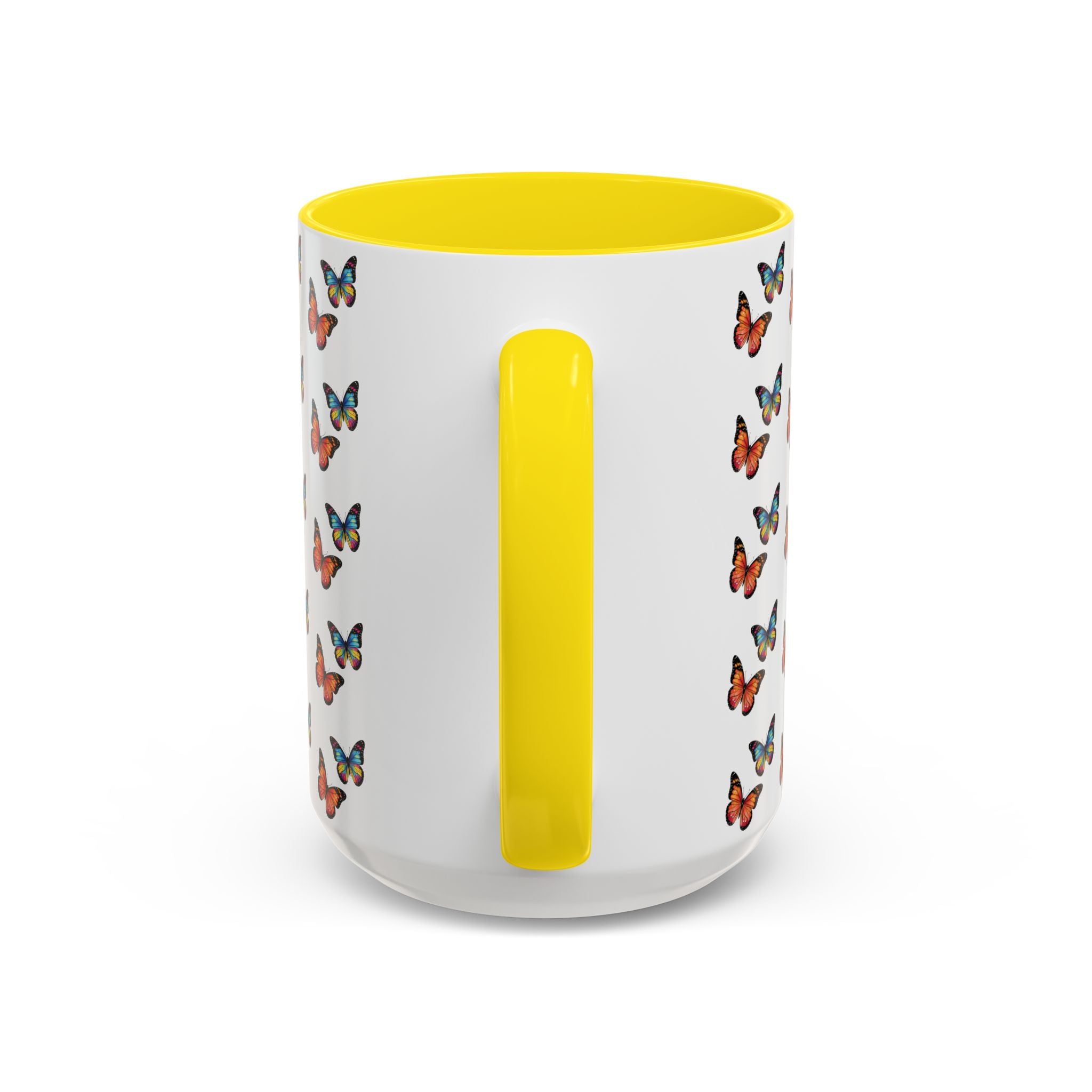 Butterfly Pattern Coffee Mug — Colorful Sunset Butterflies, 11/15oz
