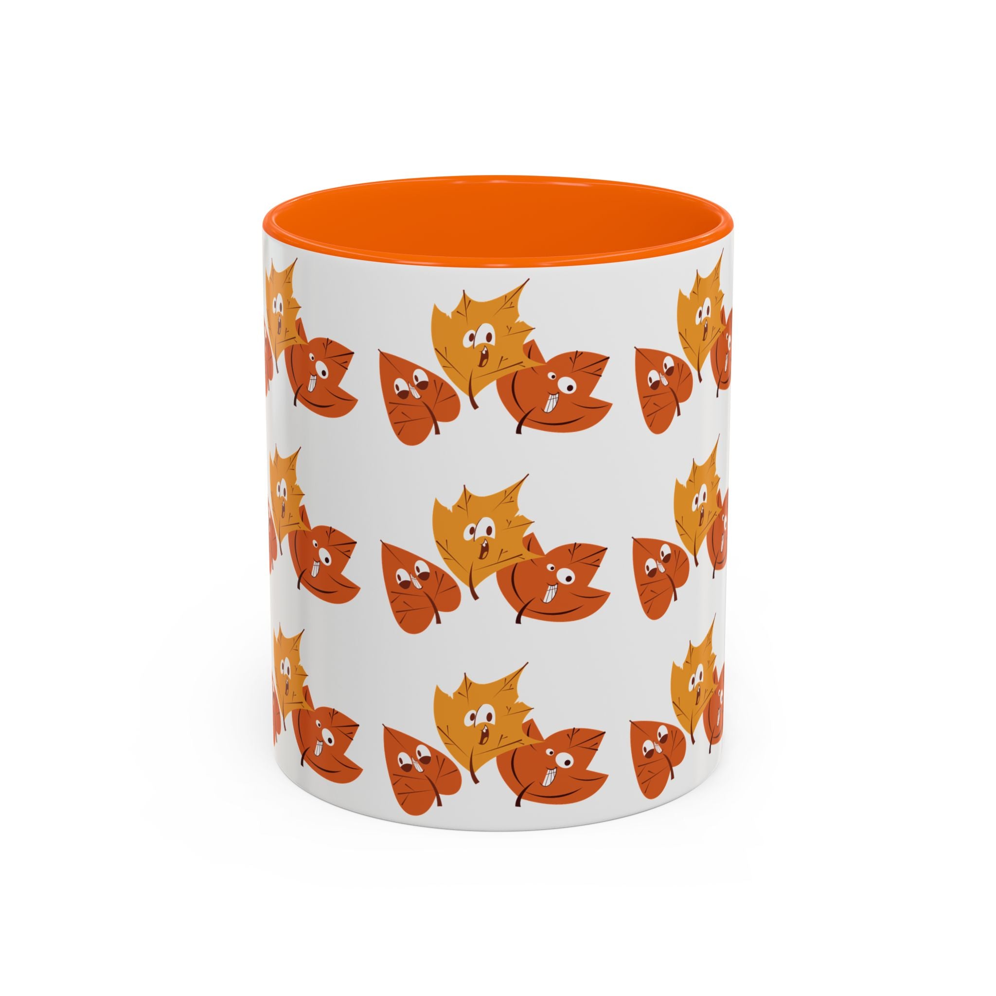 Smiley Autumn Leaves Accent Coffee Mug (11, 15oz)
