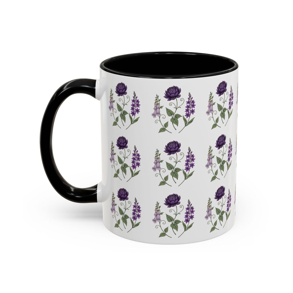 Purple Flowers Coffee Mug — Vintage Floral Cup — 11/15oz