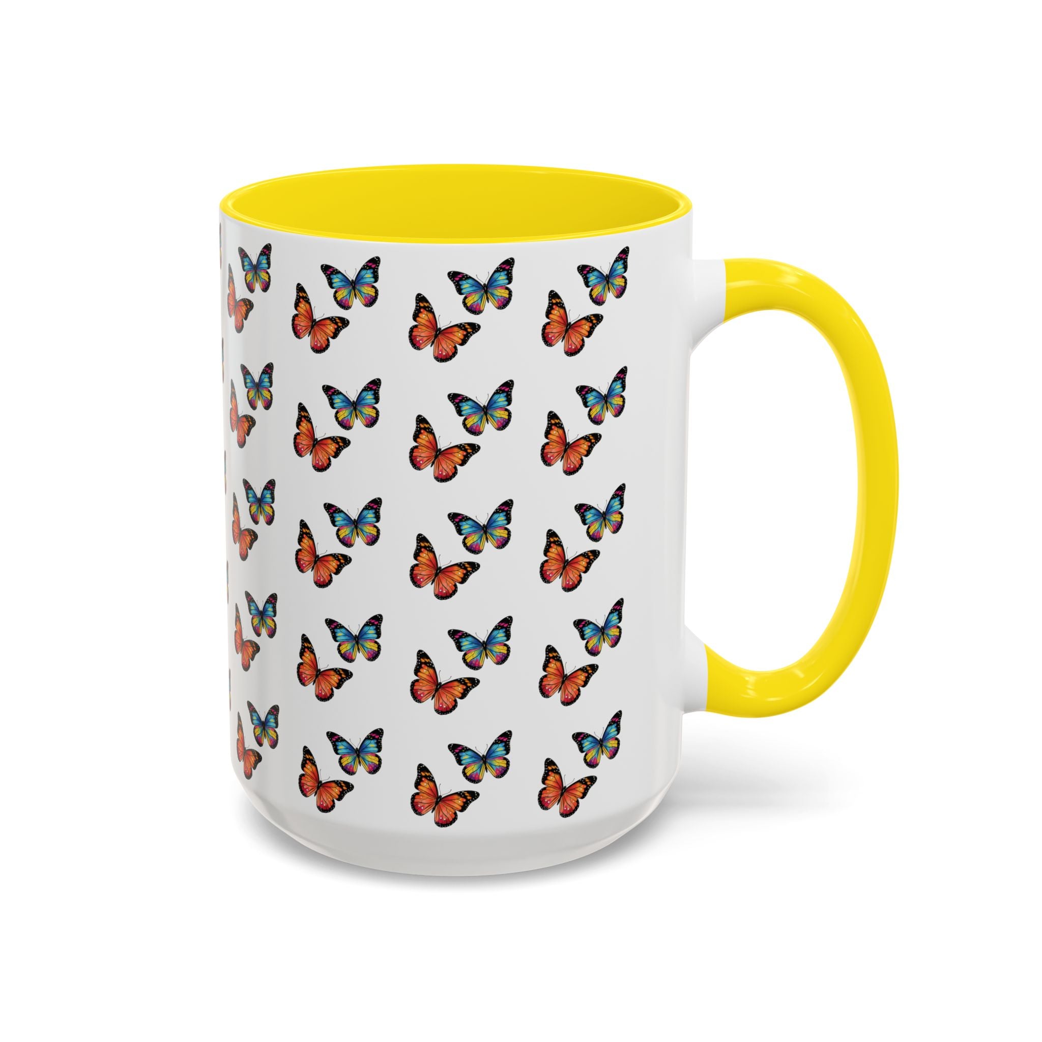 Butterfly Pattern Coffee Mug — Colorful Sunset Butterflies, 11/15oz