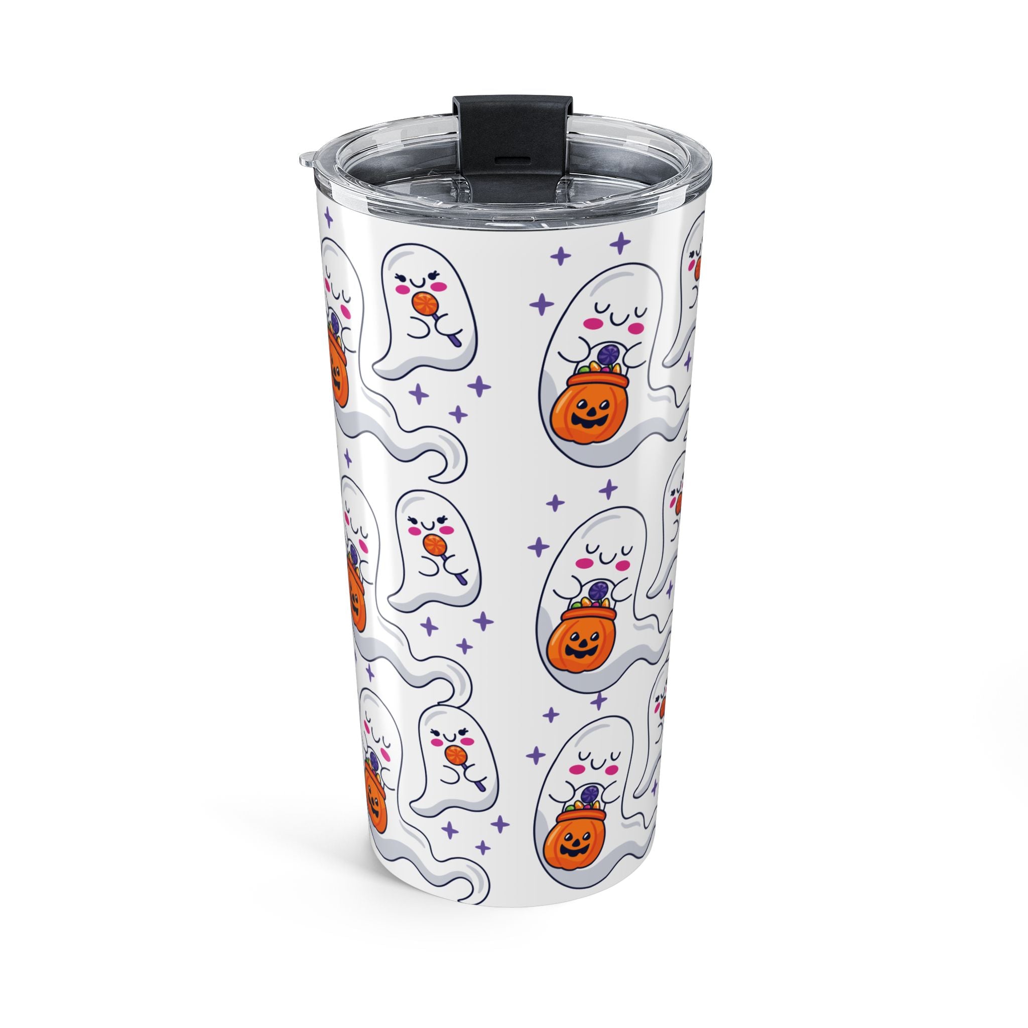 Halloween Ghost Holding Treats Tumbler