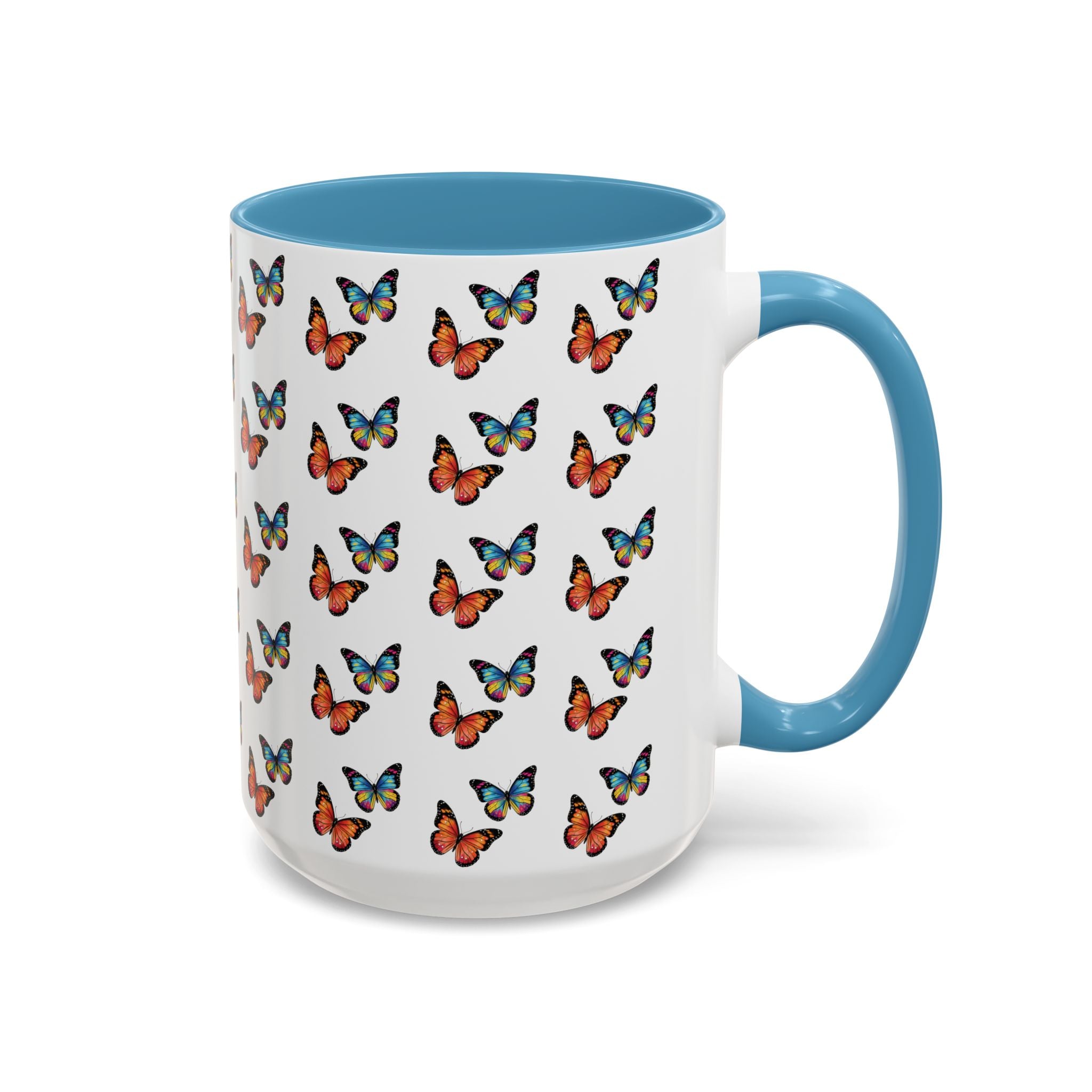 Butterfly Pattern Coffee Mug — Colorful Sunset Butterflies, 11/15oz