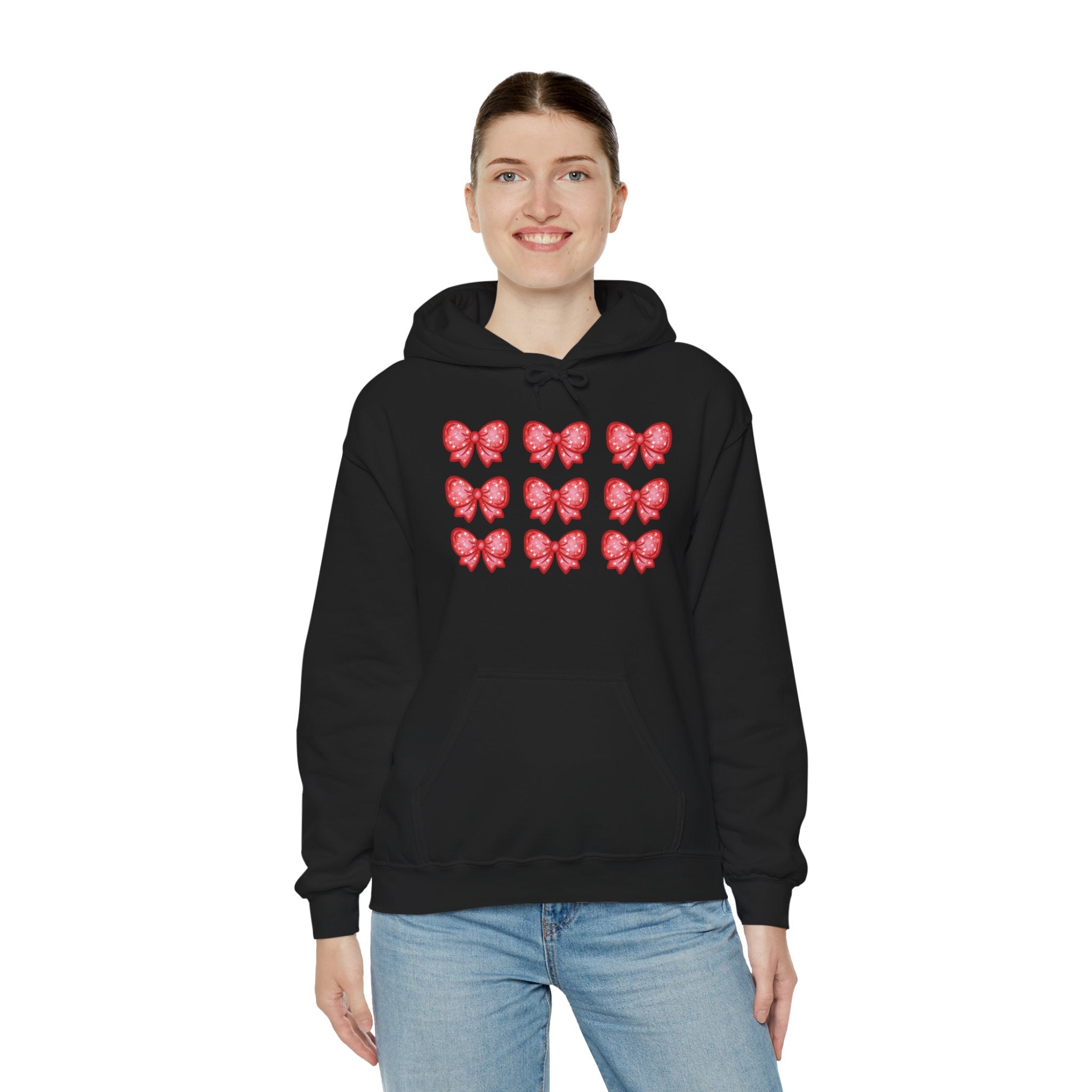Glittery Red Bow Pattern Hoodie