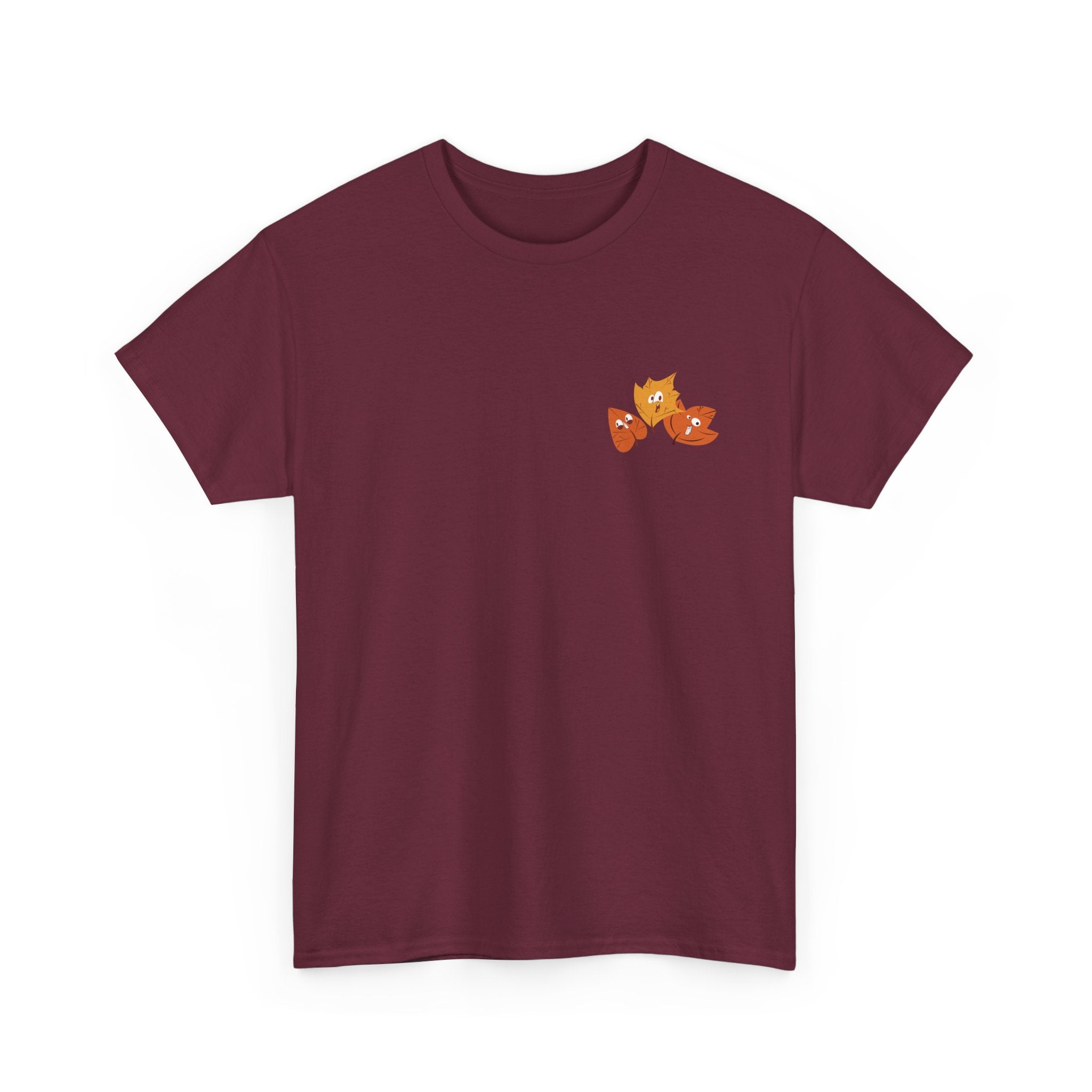 Smiley Autumn Leaves Unisex Heavy Cotton Tee