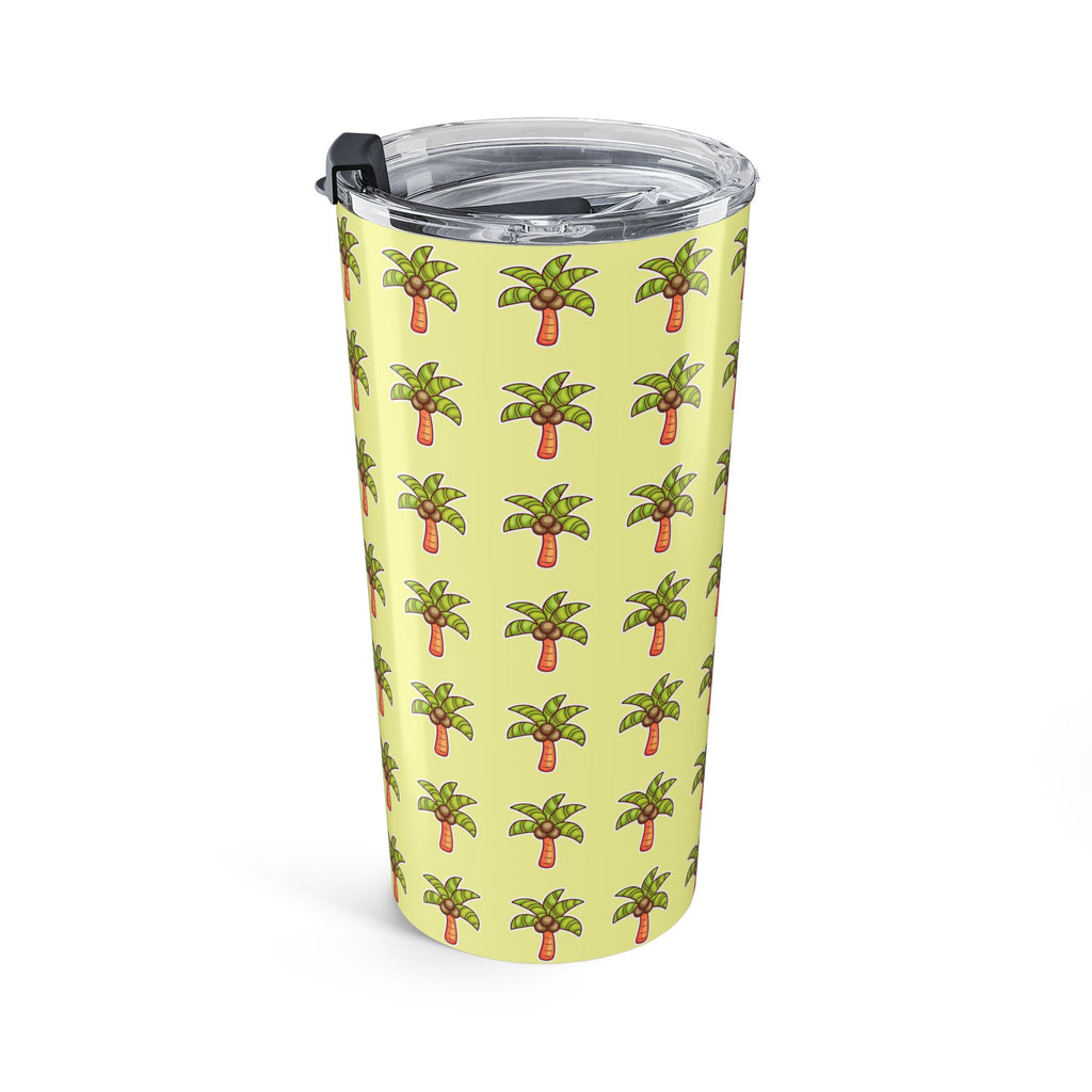 Palm Tree Pattern Tumbler — Tropical Travel Coffee Cup - Tropical Yellow
