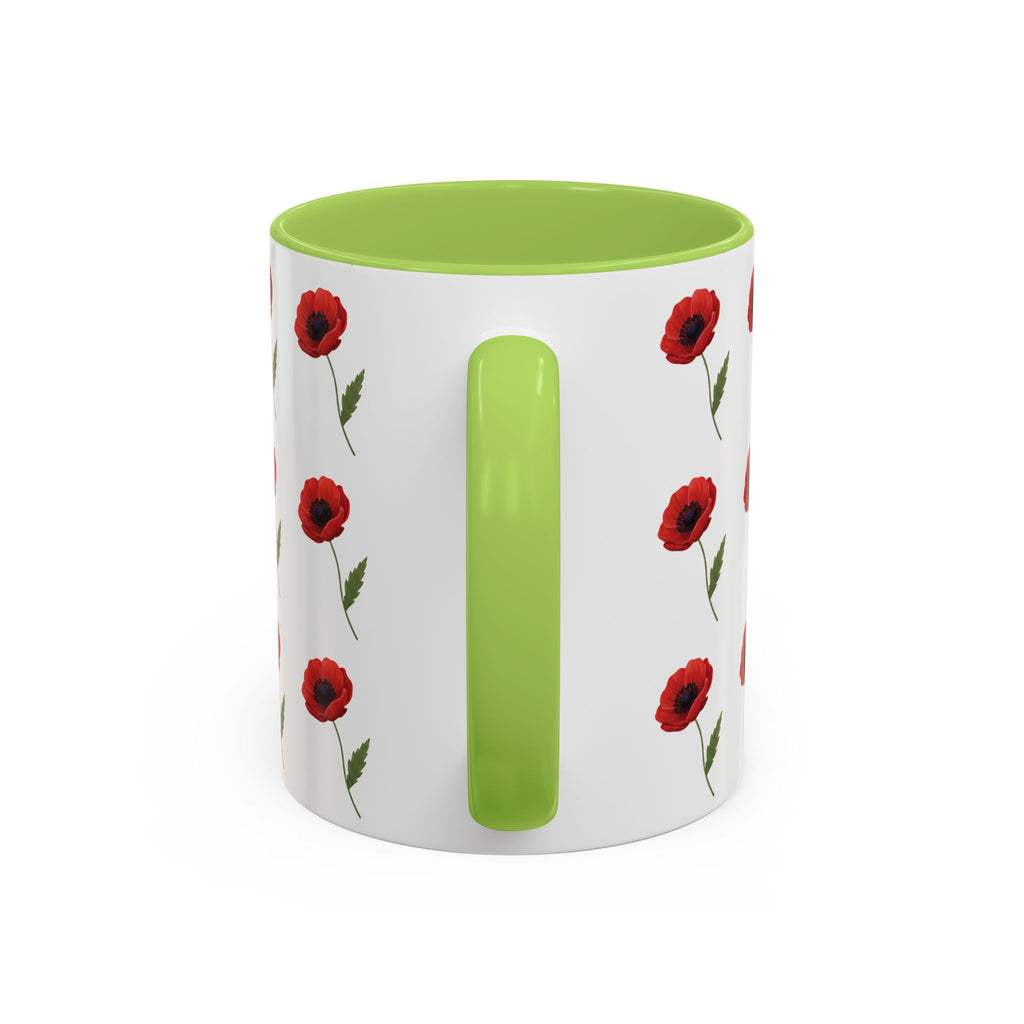 Poppy Pattern Coffee Mug — Red Floral Ceramic 11/15oz