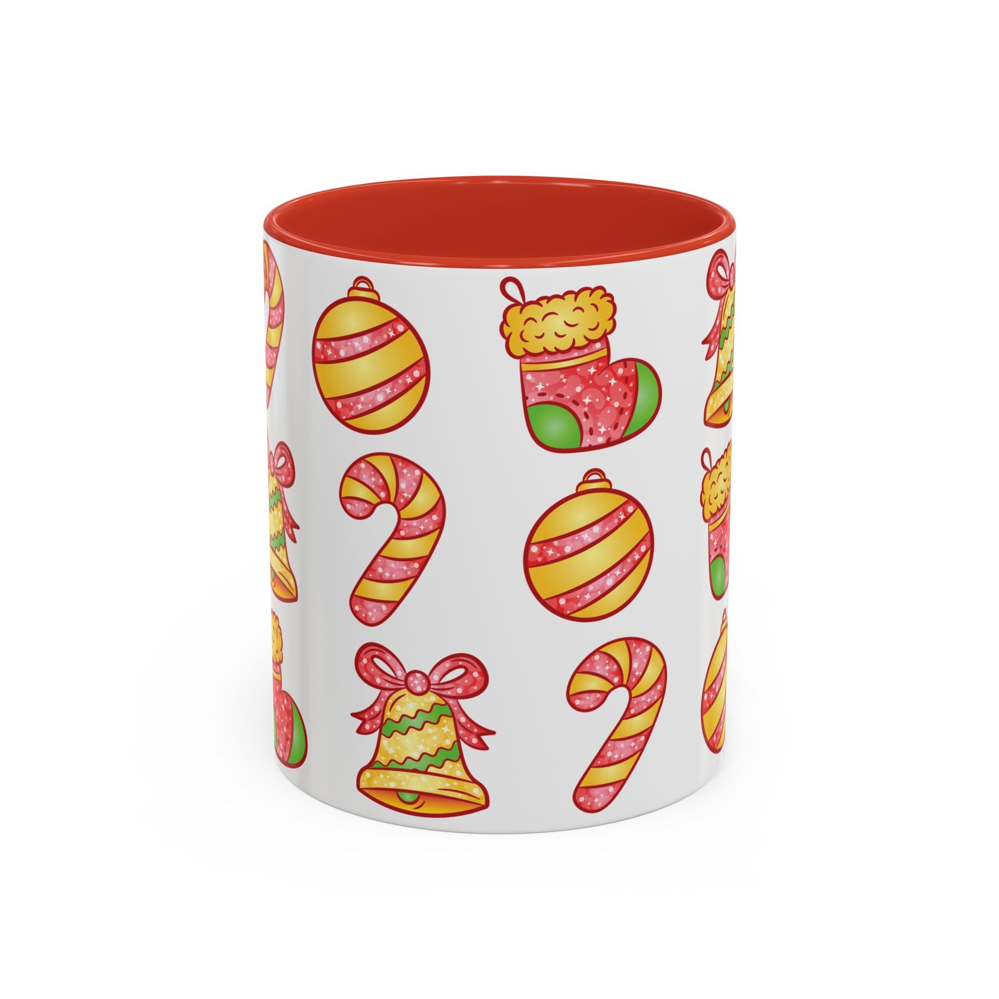 Christmas Pattern Accent Coffee Mug  (11/15oz)