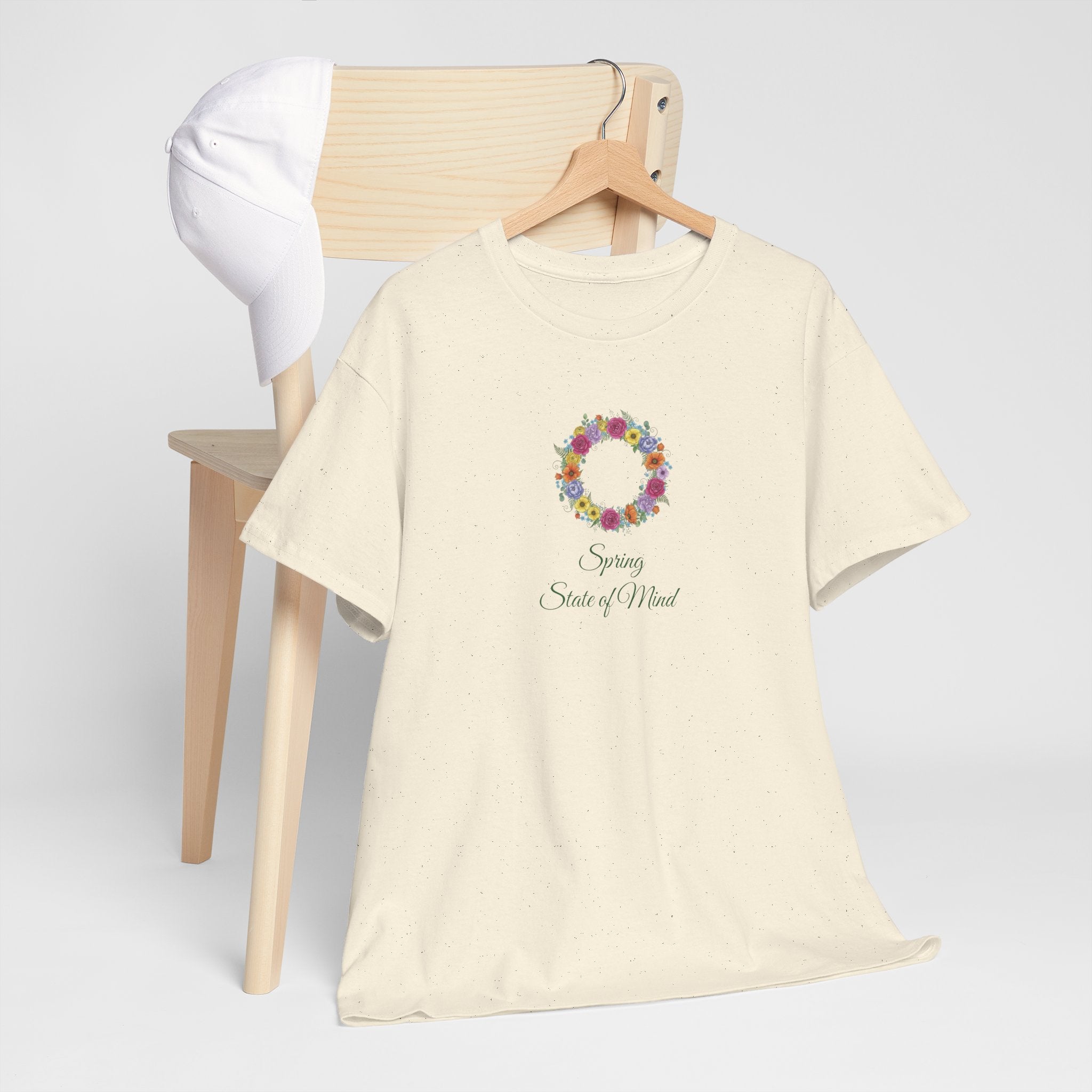 ''Spring State of Mind'' T-Shirt - Floral Wreath Spring Tee