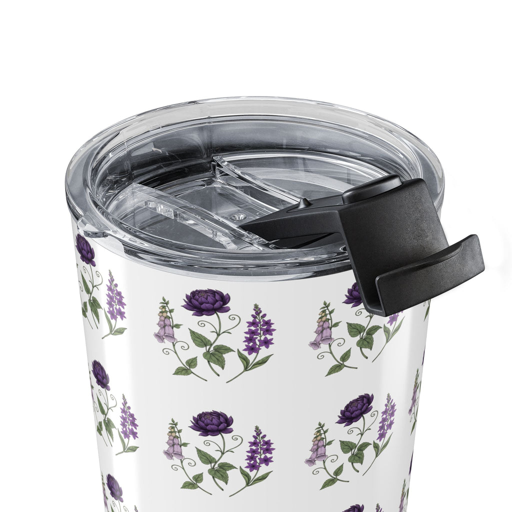 Purple Flowers Tumbler – Vintage Floral Stainless Travel Cup