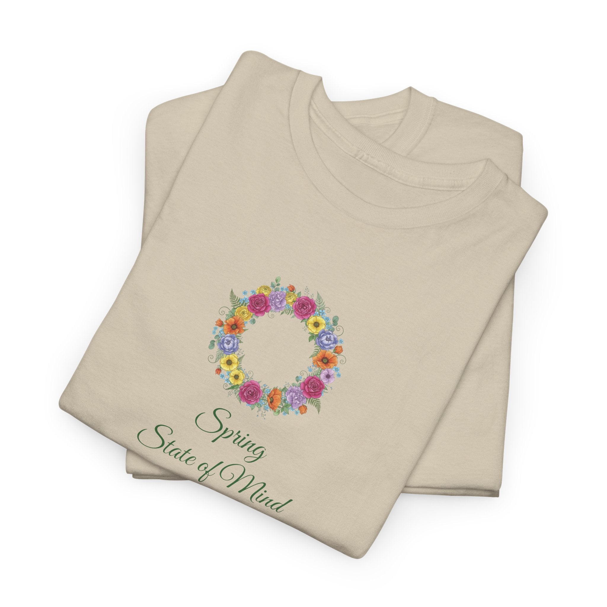 ''Spring State of Mind'' T-Shirt - Floral Wreath Spring Tee
