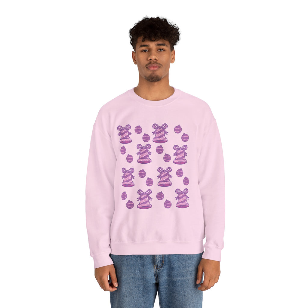 Glittery Purple-Pink Holiday Pattern Crewneck Sweatshirt