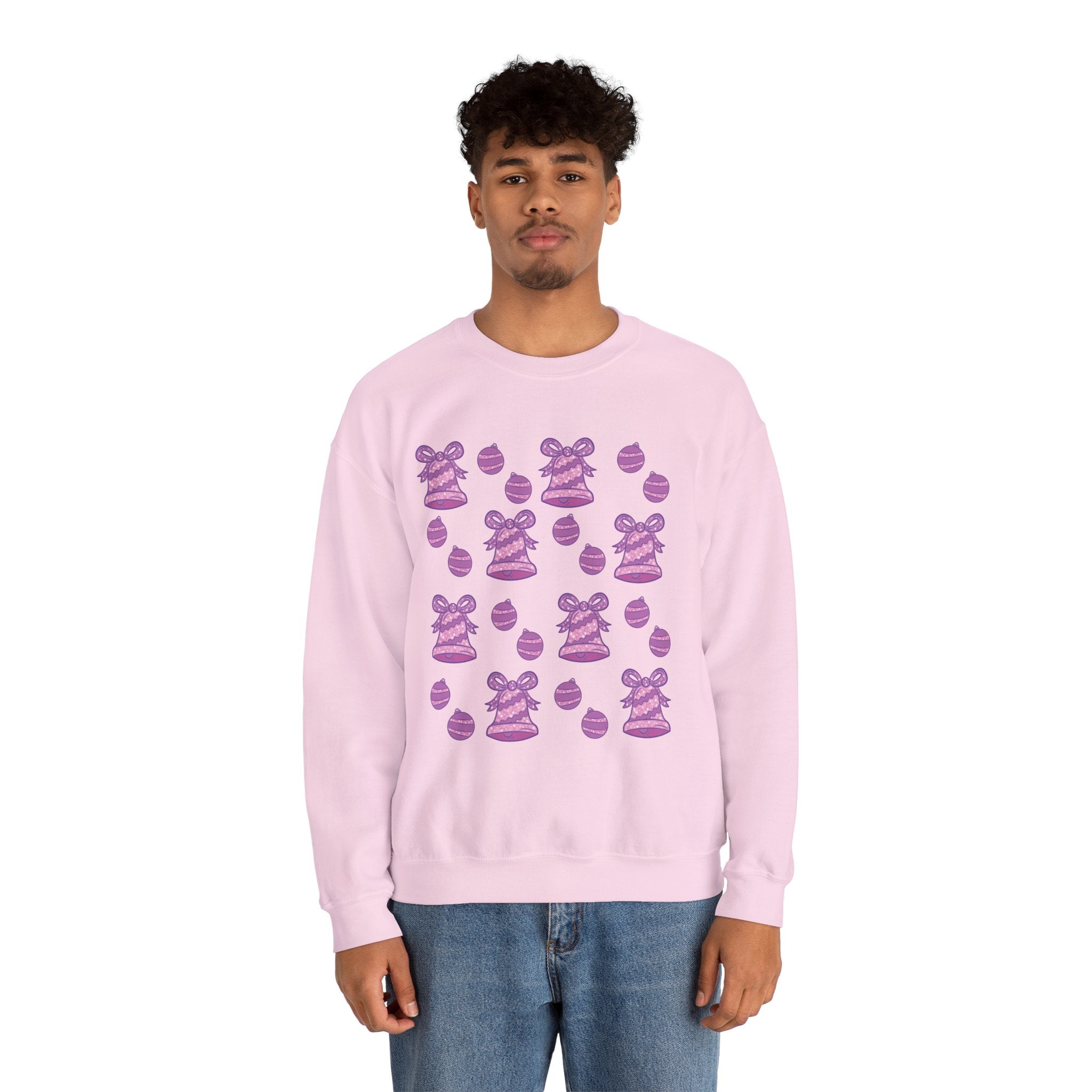 Glittery Purple-Pink Holiday Pattern Crewneck Sweatshirt