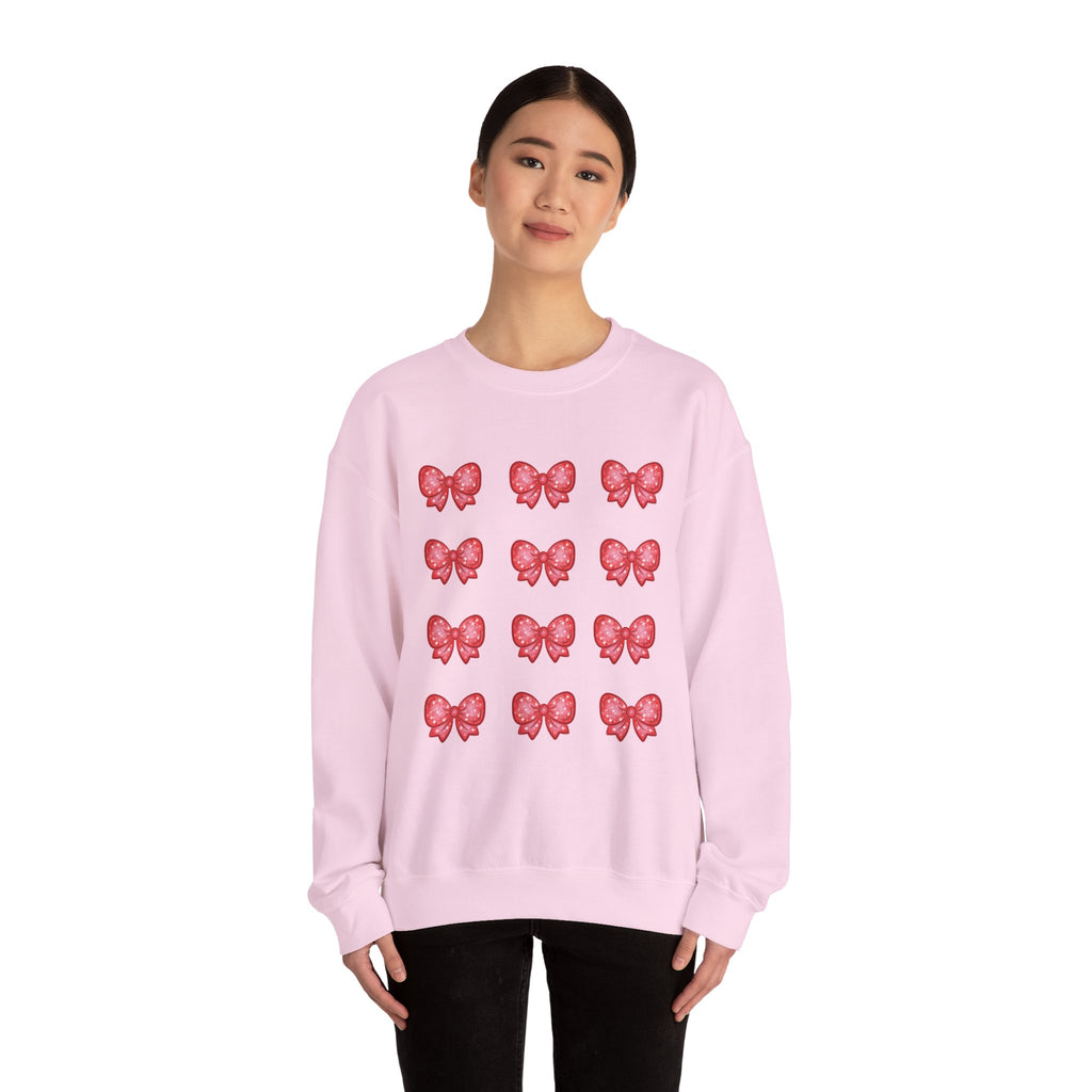 Glittery Red Bow Pattern Crewneck Sweatshirt