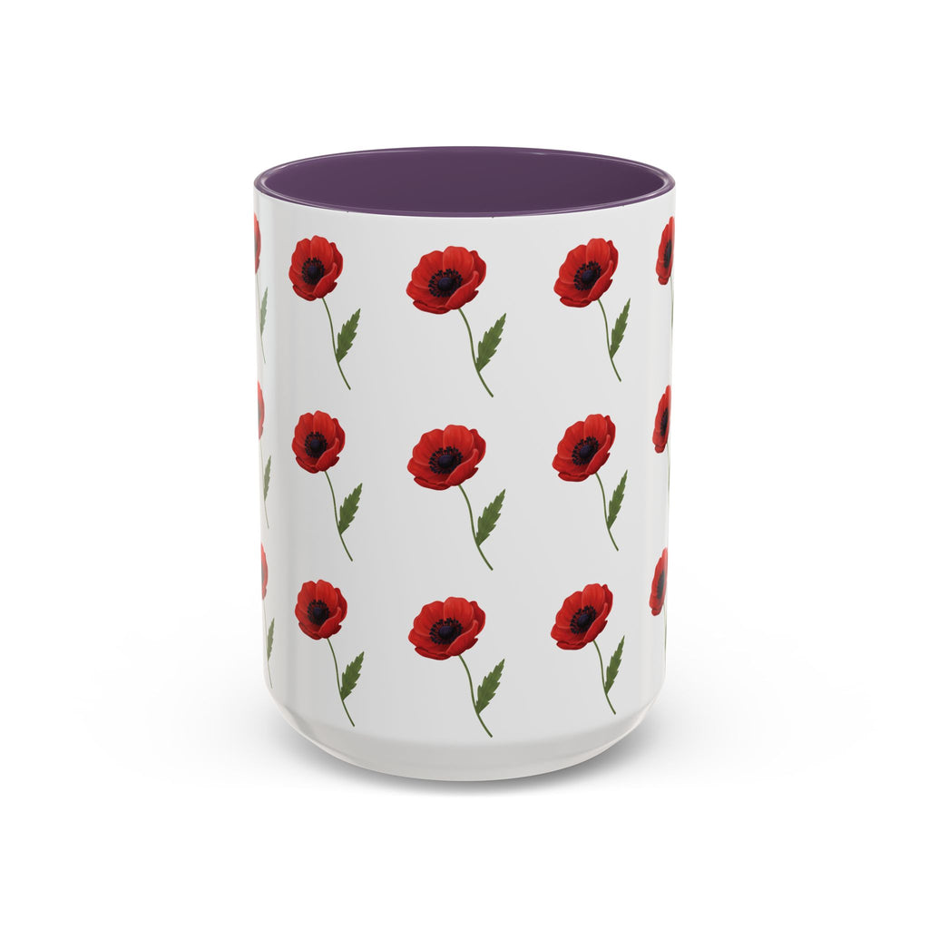 Poppy Pattern Coffee Mug — Red Floral Ceramic 11/15oz