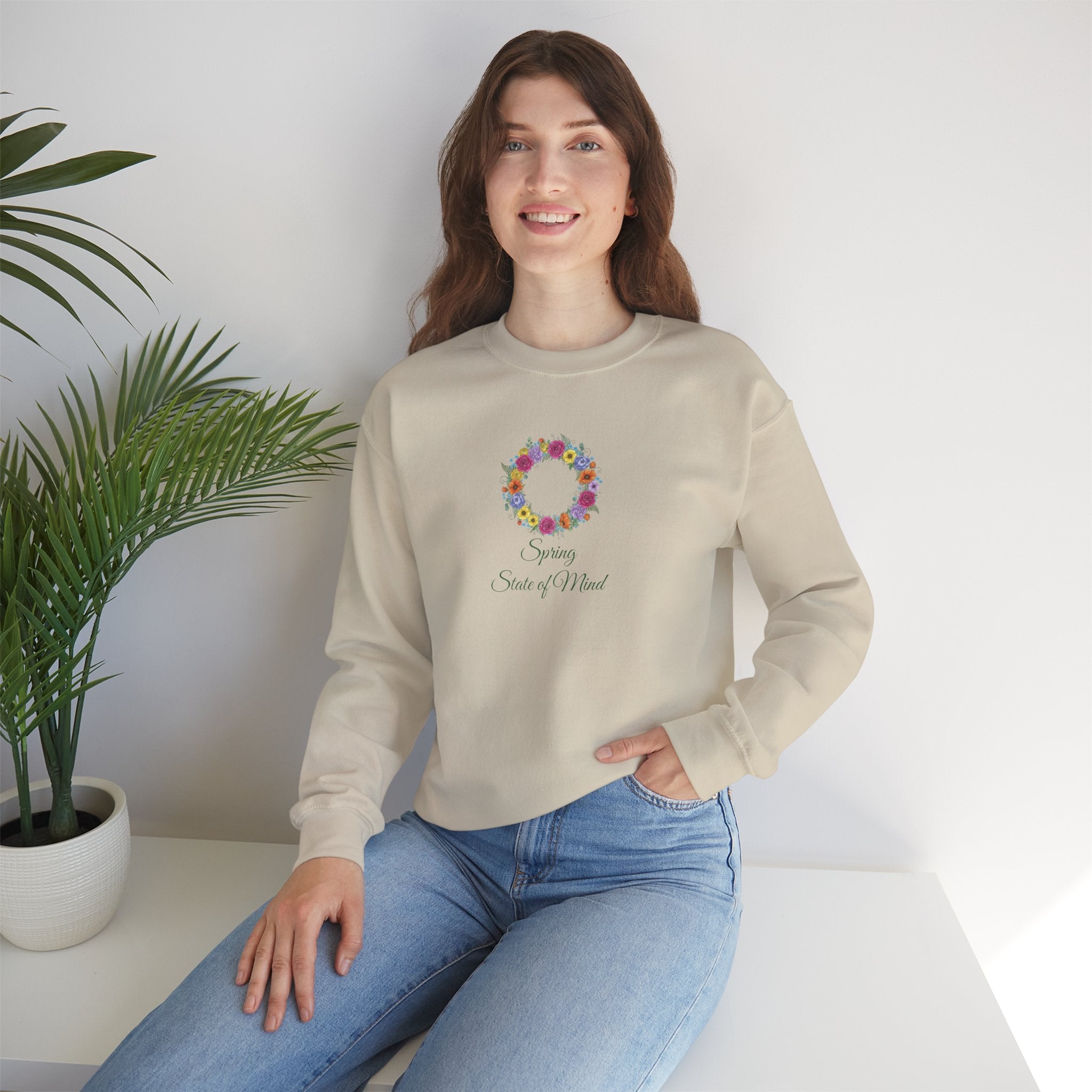 “Spring State of Mind” Sweatshirt — Floral Wreath Crewneck