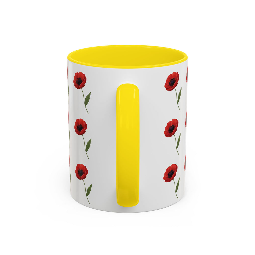 Poppy Pattern Coffee Mug — Red Floral Ceramic 11/15oz