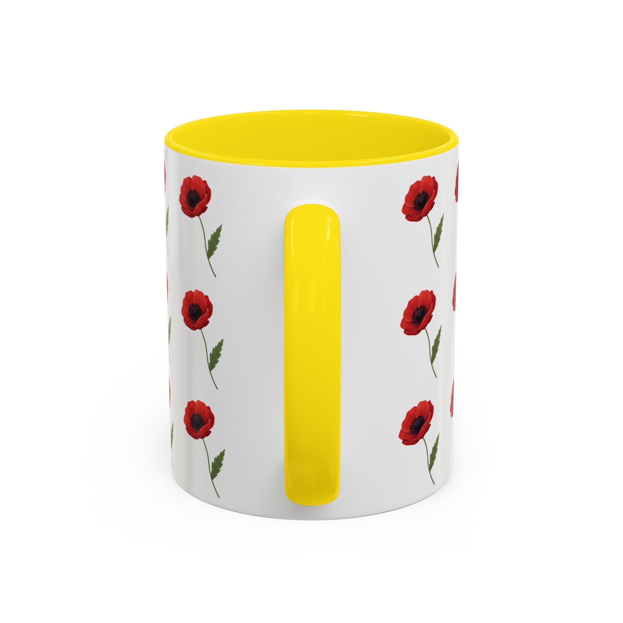 Poppy Pattern Coffee Mug — Red Floral Ceramic 11/15oz