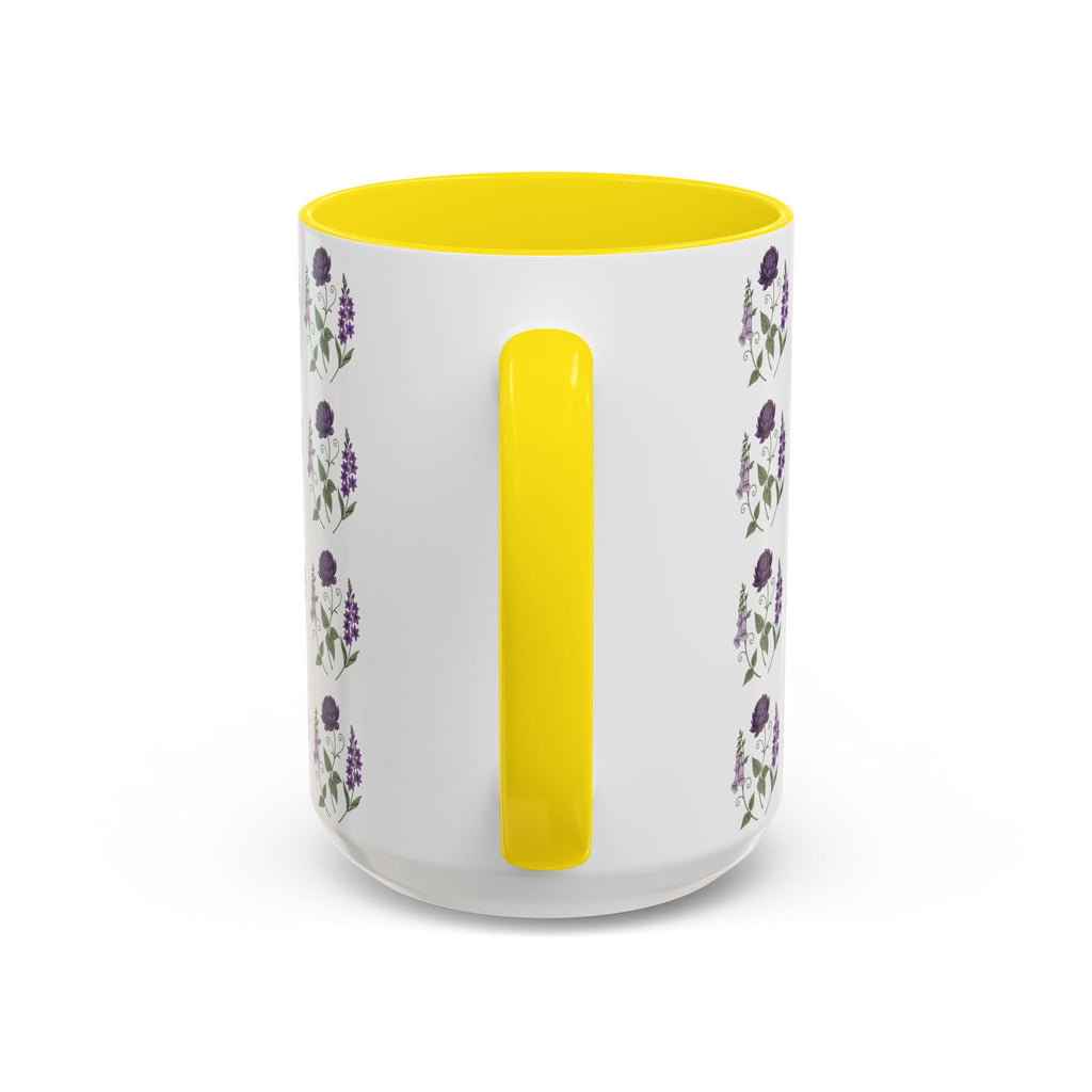 Purple Flowers Coffee Mug — Vintage Floral Cup — 11/15oz