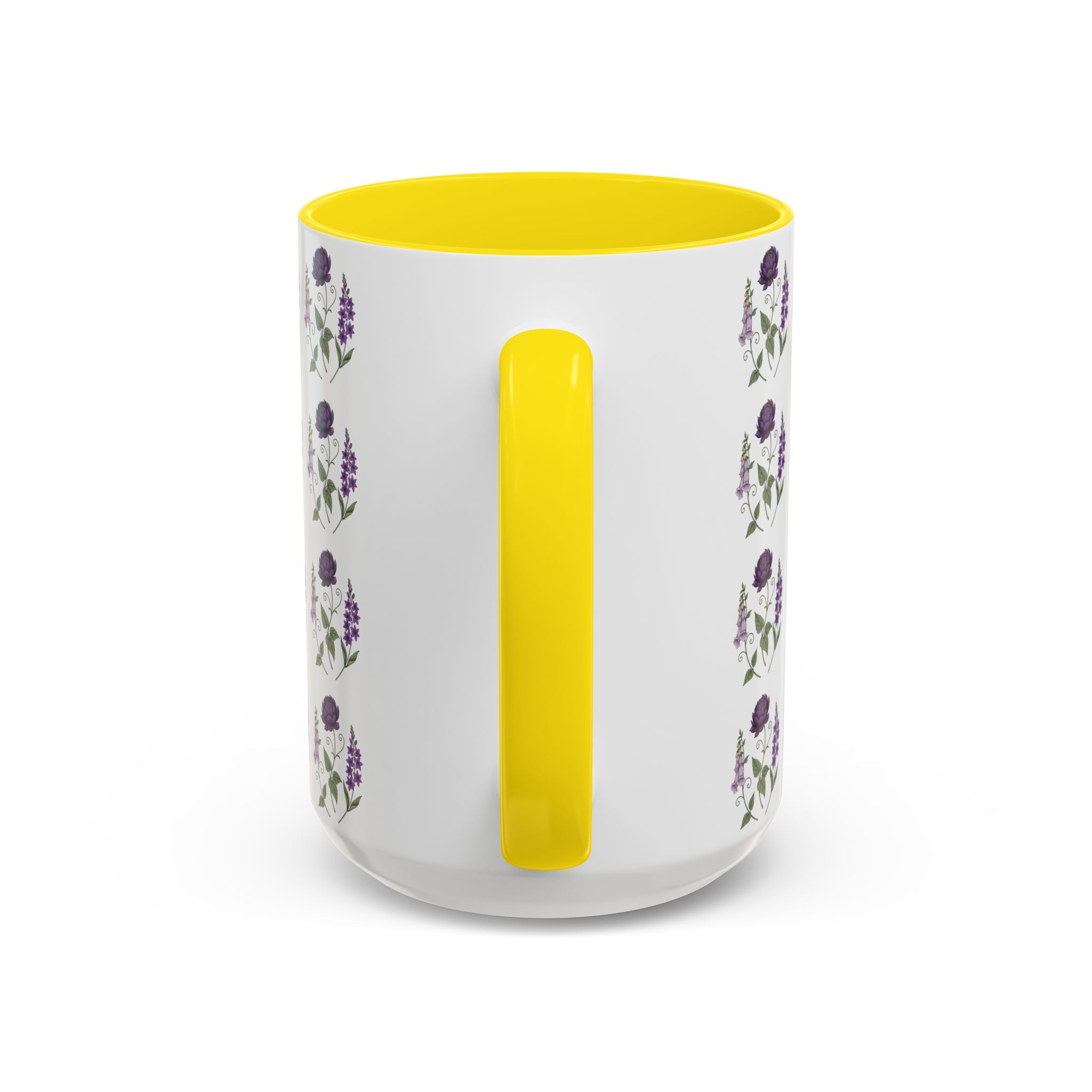 Purple Flowers Coffee Mug — Vintage Floral Cup — 11/15oz