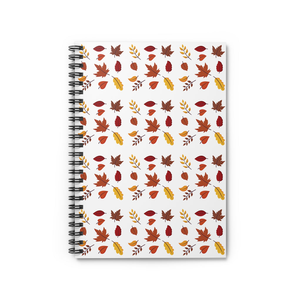 Autumn Leaves Spiral Notebook - Ruled Line White
