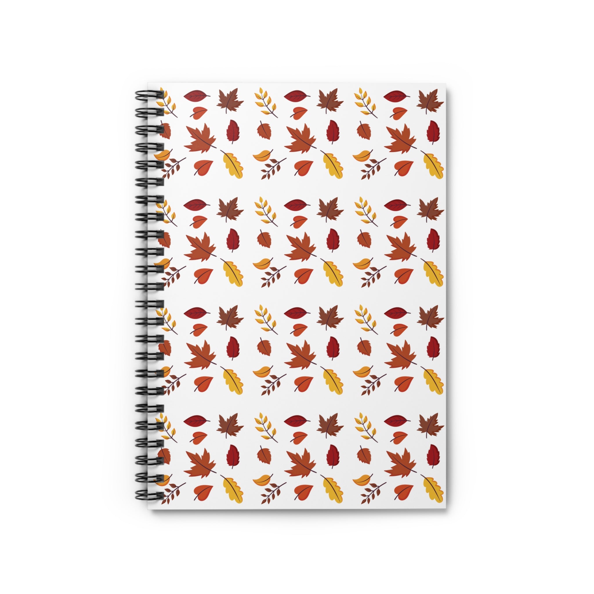 Autumn Leaves Spiral Notebook - Ruled Line White