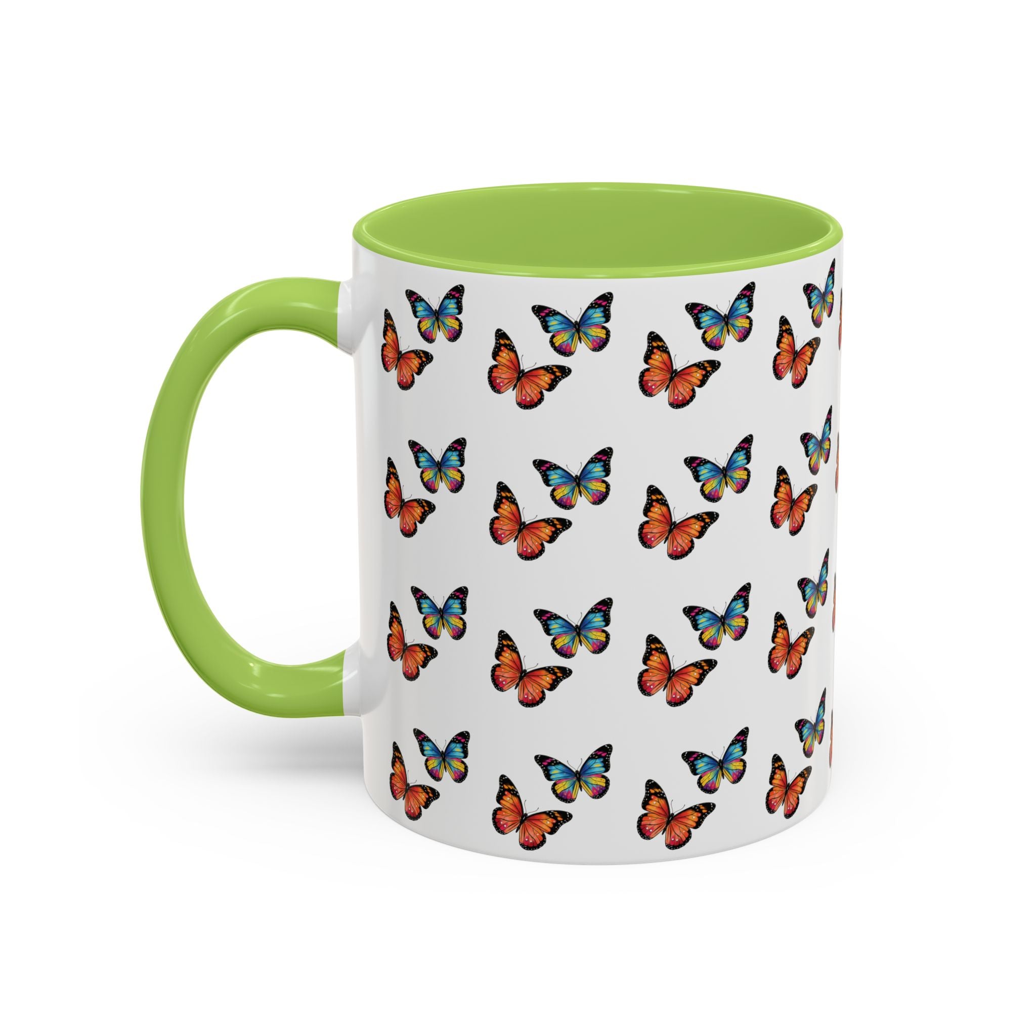 Butterfly Pattern Coffee Mug — Colorful Sunset Butterflies, 11/15oz