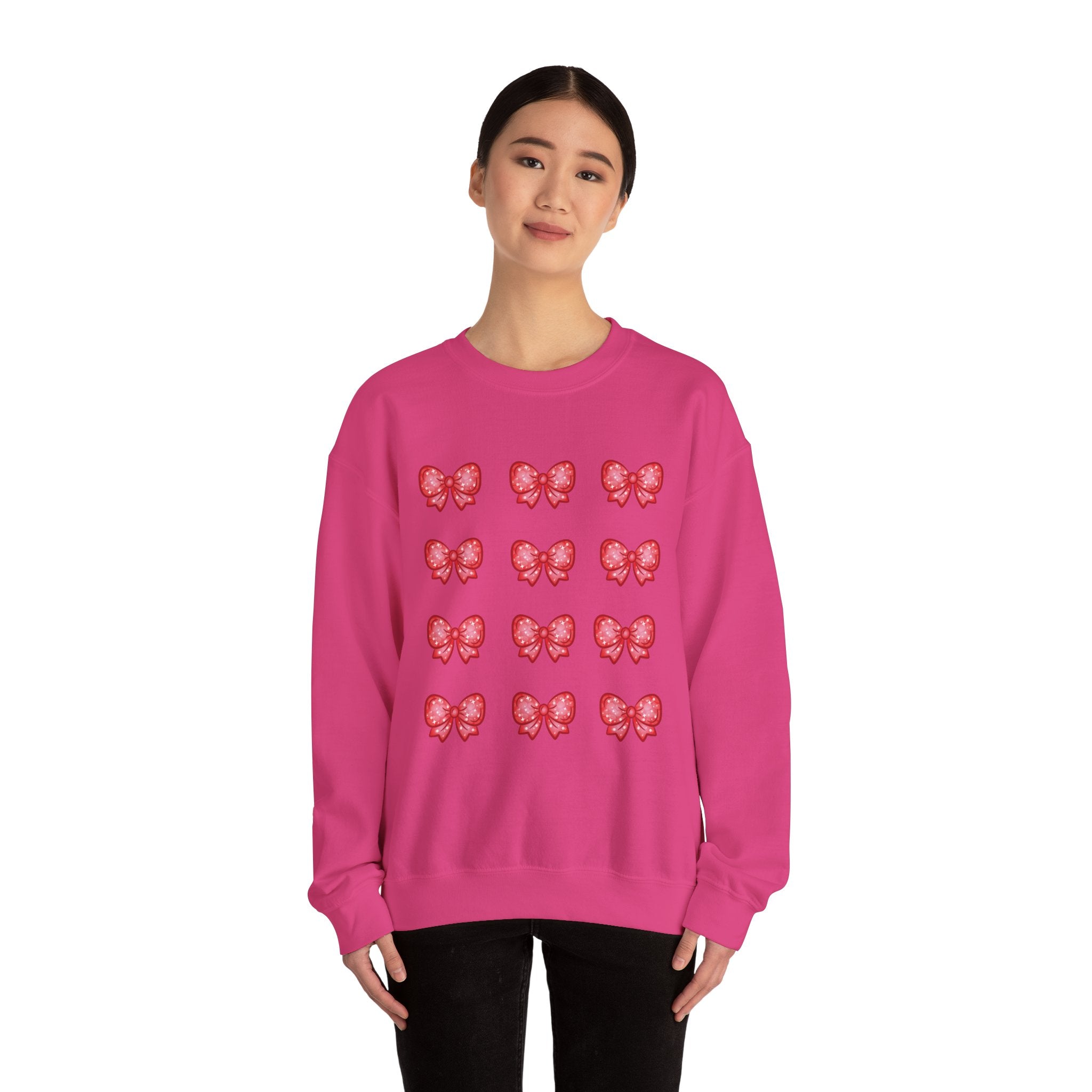 Glittery Red Bow Pattern Crewneck Sweatshirt