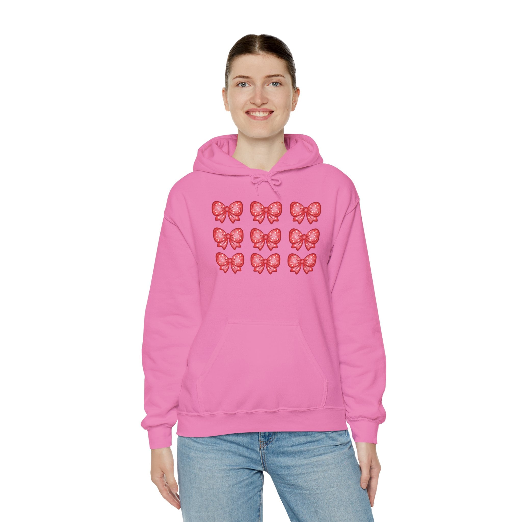 Glittery Red Bow Pattern Hoodie