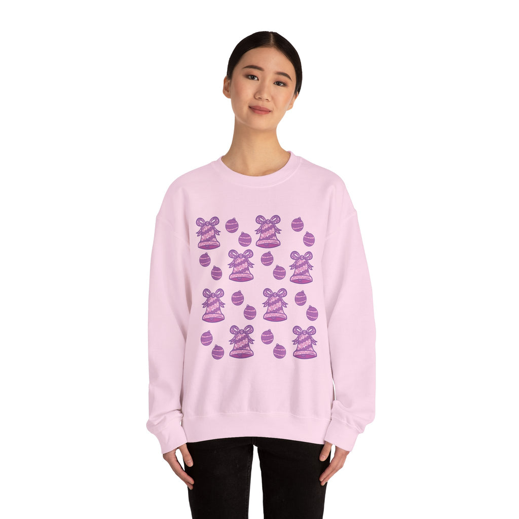 Glittery Purple-Pink Holiday Pattern Crewneck Sweatshirt