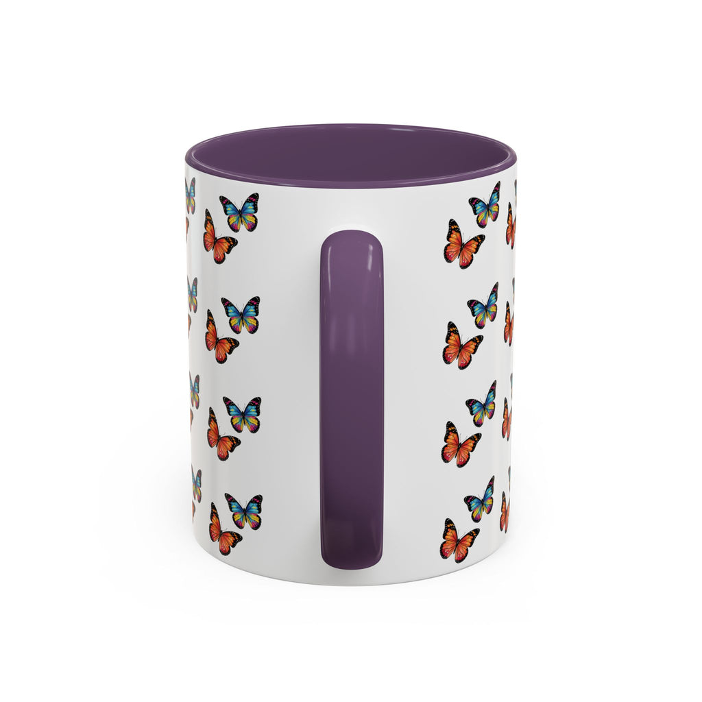 Butterfly Pattern Coffee Mug — Colorful Sunset Butterflies, 11/15oz