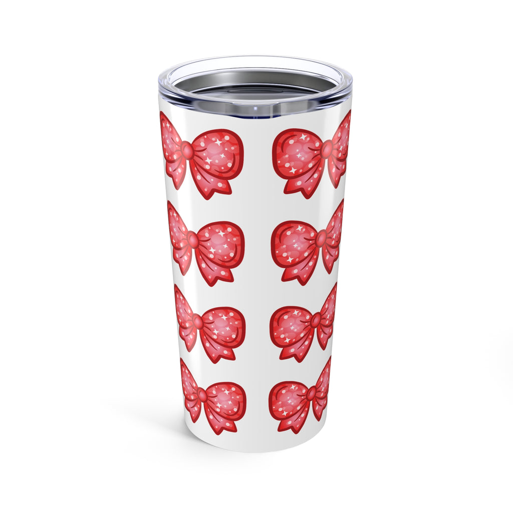 Glittery Red Bow Pattern Tumbler