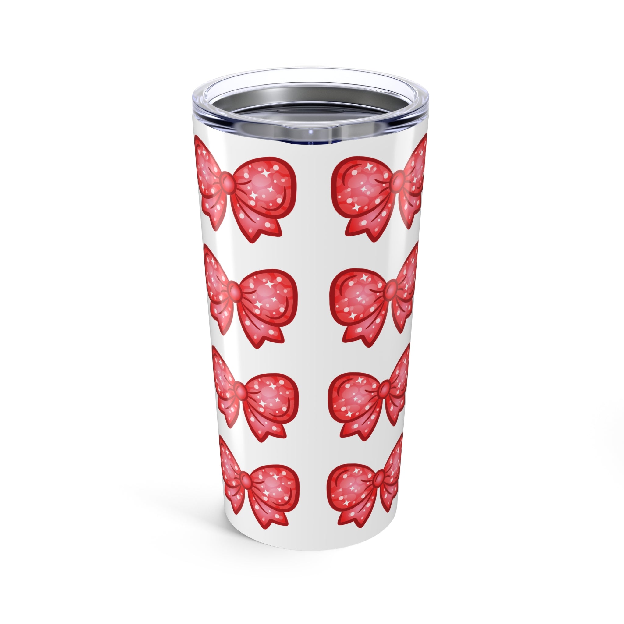Glittery Red Bow Pattern Tumbler