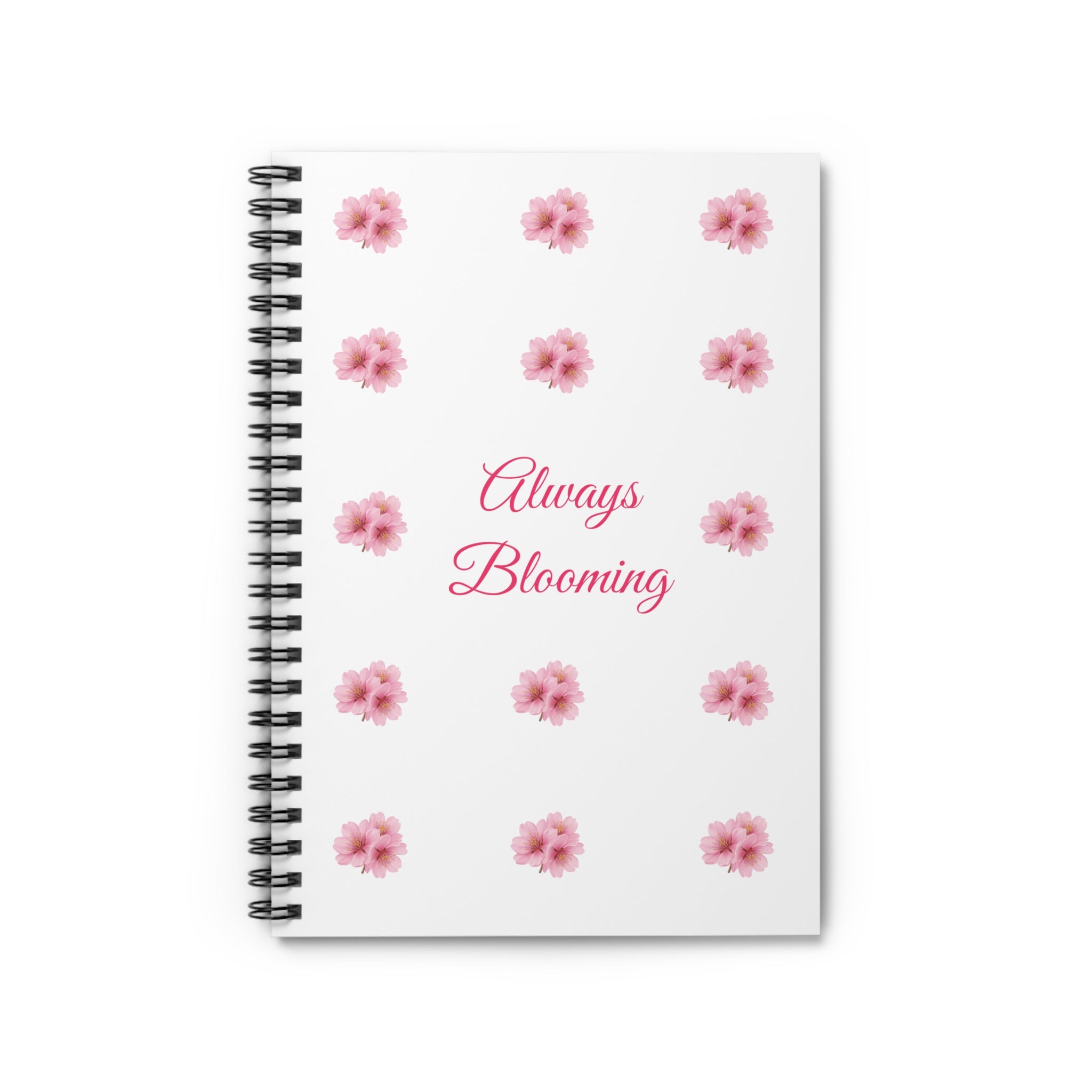 Always Blooming Floral Spiral Notebook — Pink Flower Ruled Journal