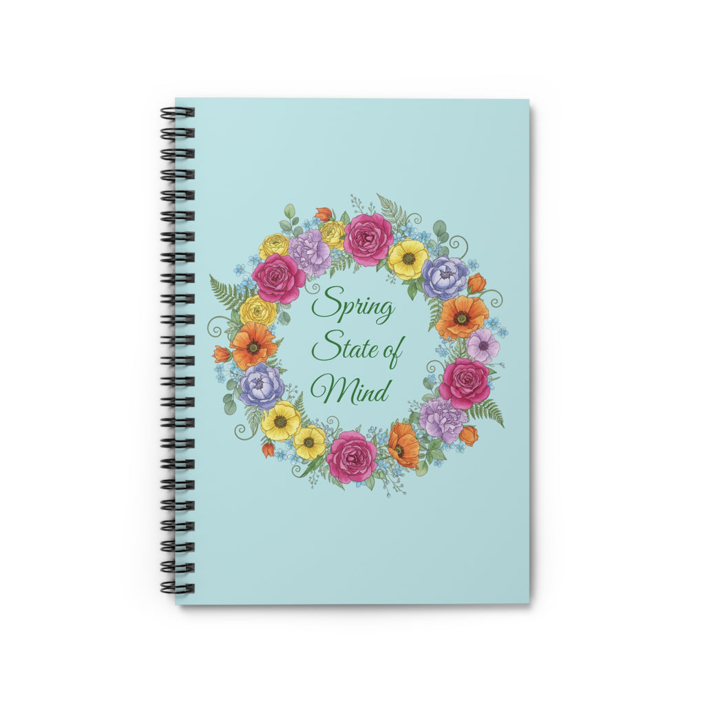 Spring State of Mind Floral Spiral Notebook - Light Blue Cover
