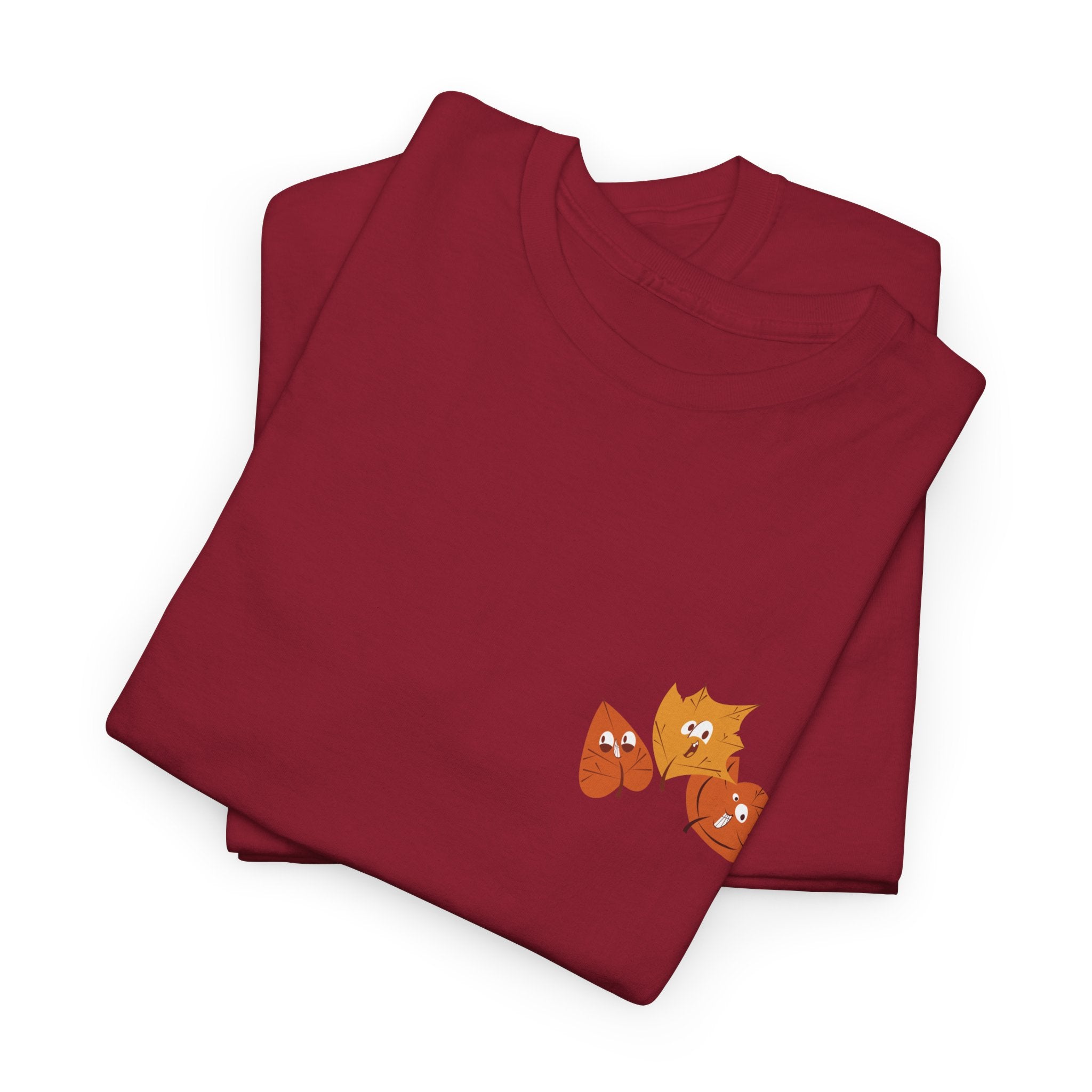 Smiley Autumn Leaves Unisex Heavy Cotton Tee