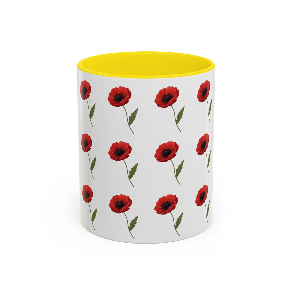 Poppy Pattern Coffee Mug — Red Floral Ceramic 11/15oz