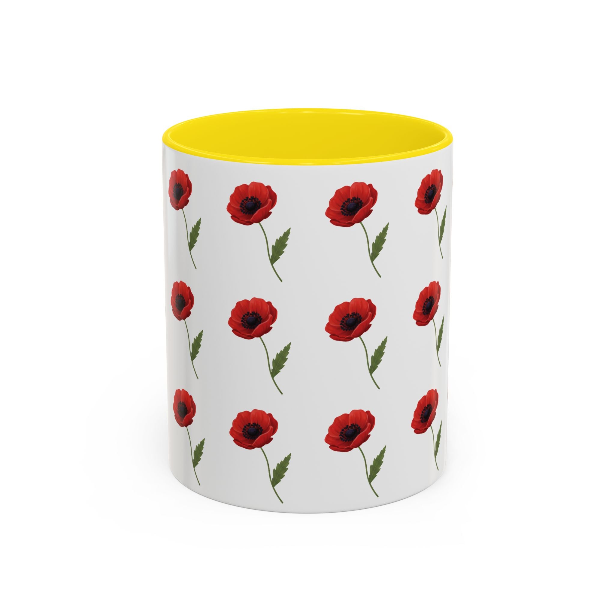 Poppy Pattern Coffee Mug — Red Floral Ceramic 11/15oz