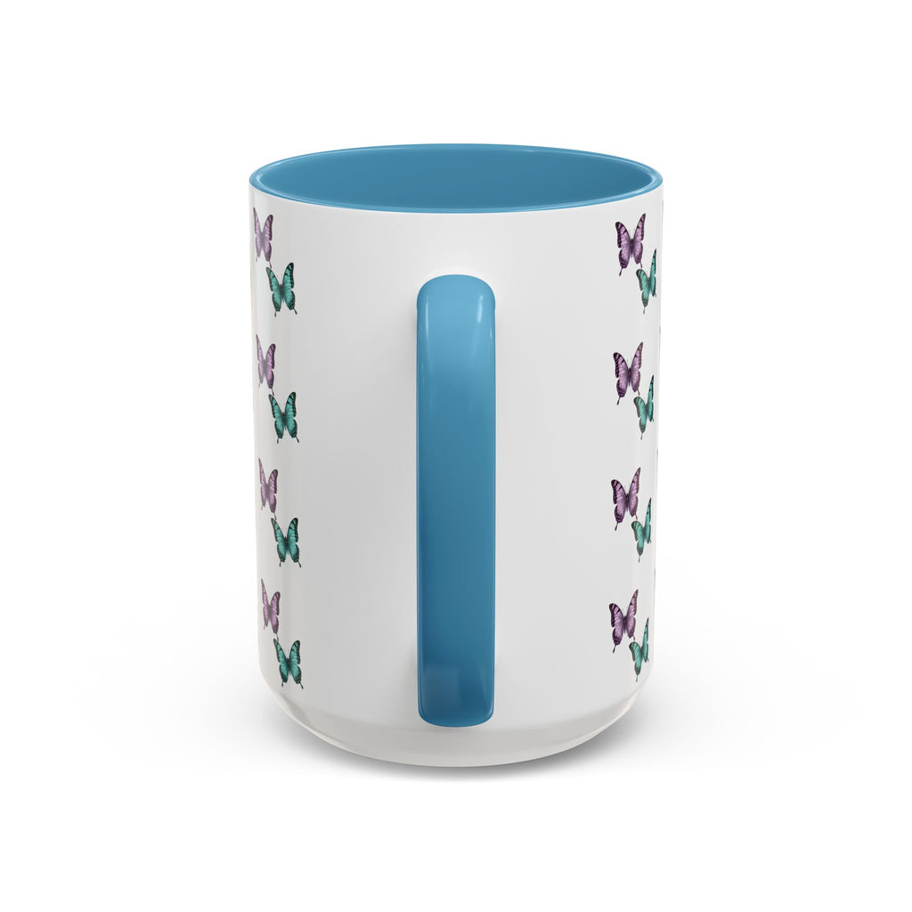 Butterfly Pattern Coffee Mug —  Purple & Turquoise Spring Ceramic Mug (11/15oz)