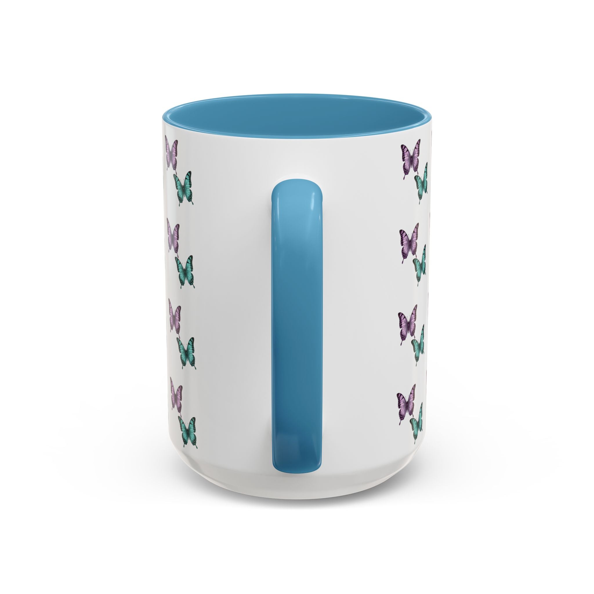 Butterfly Pattern Coffee Mug —  Purple & Turquoise Spring Ceramic Mug (11/15oz)