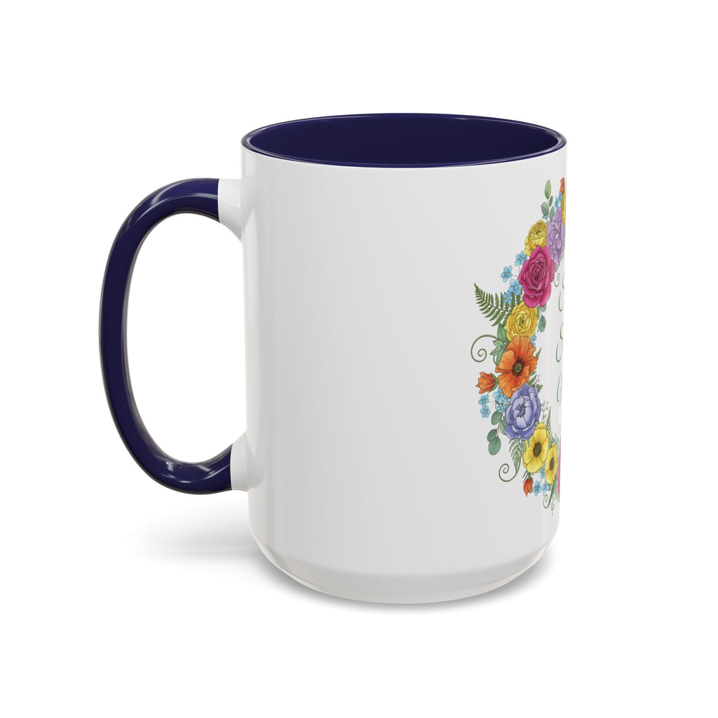 ''Spring State of Mind'' Coffee Mug — Floral Wreath Accent Cup 11/15oz