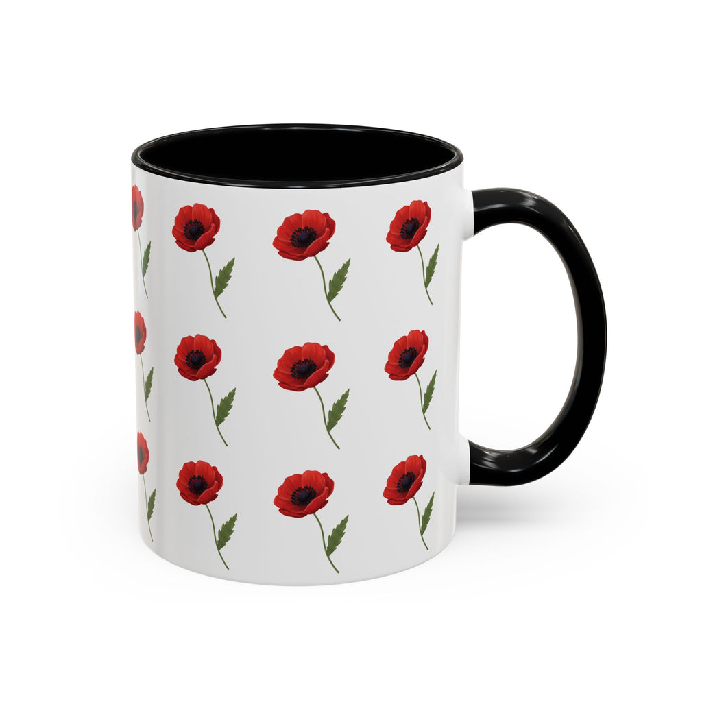 Poppy Pattern Coffee Mug — Red Floral Ceramic 11/15oz