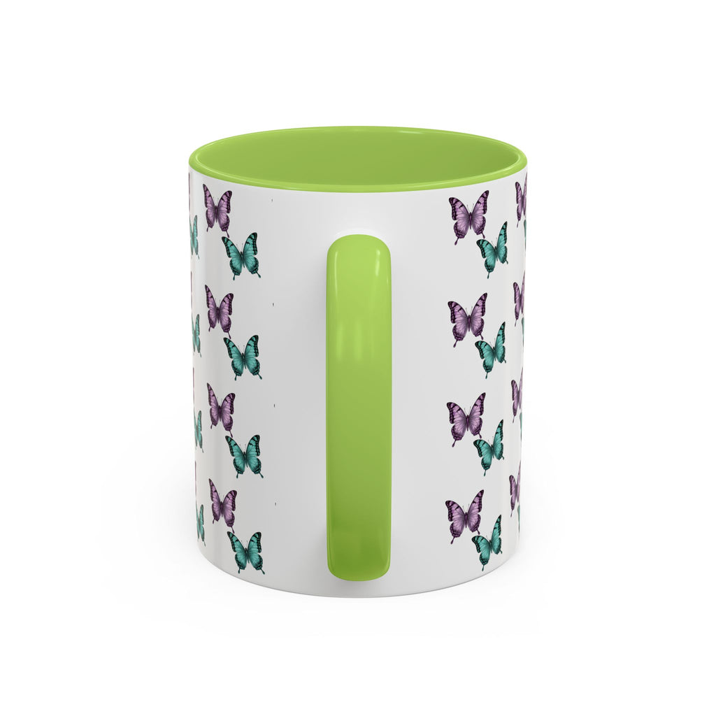 Butterfly Pattern Coffee Mug —  Purple & Turquoise Spring Ceramic Mug (11/15oz)