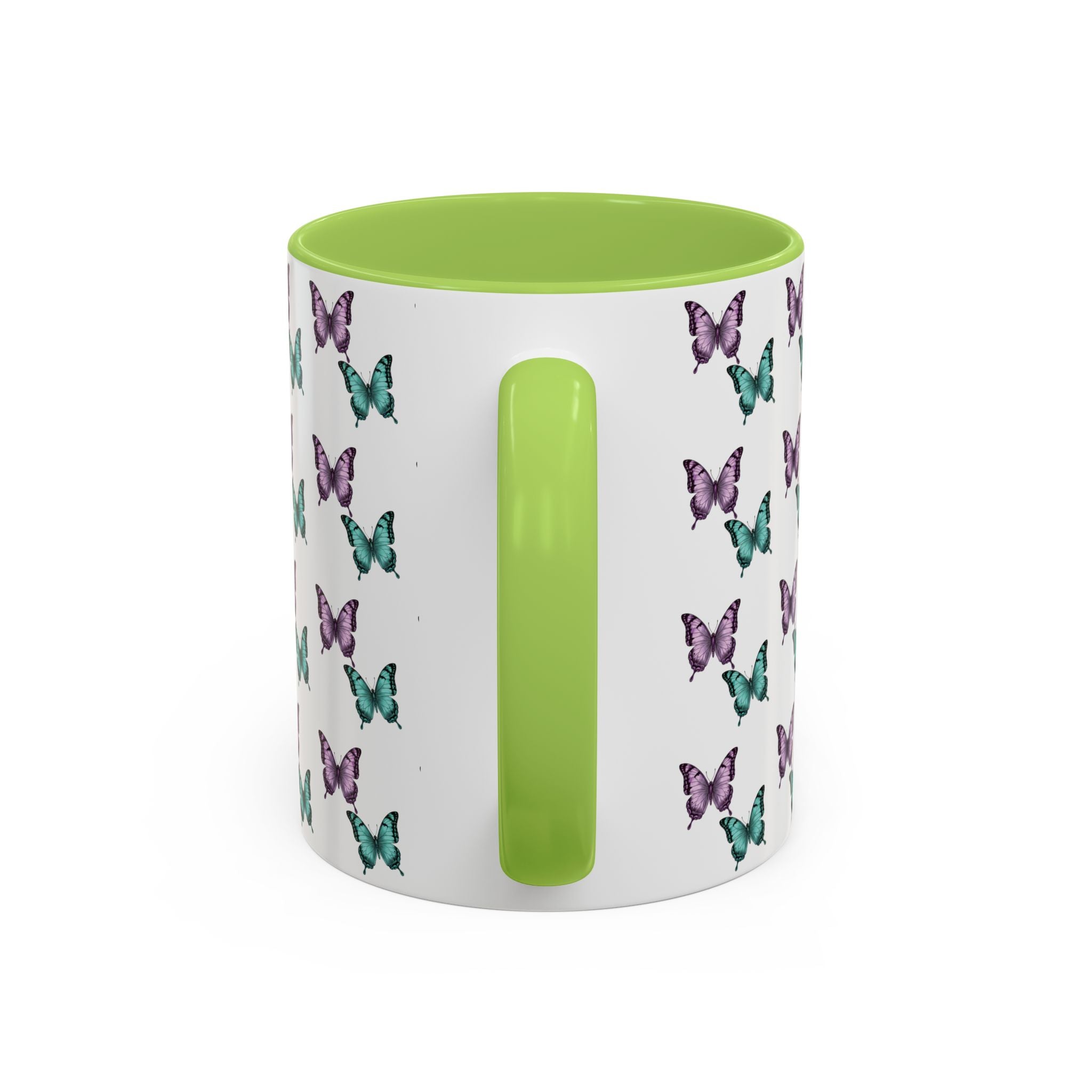 Butterfly Pattern Coffee Mug —  Purple & Turquoise Spring Ceramic Mug (11/15oz)